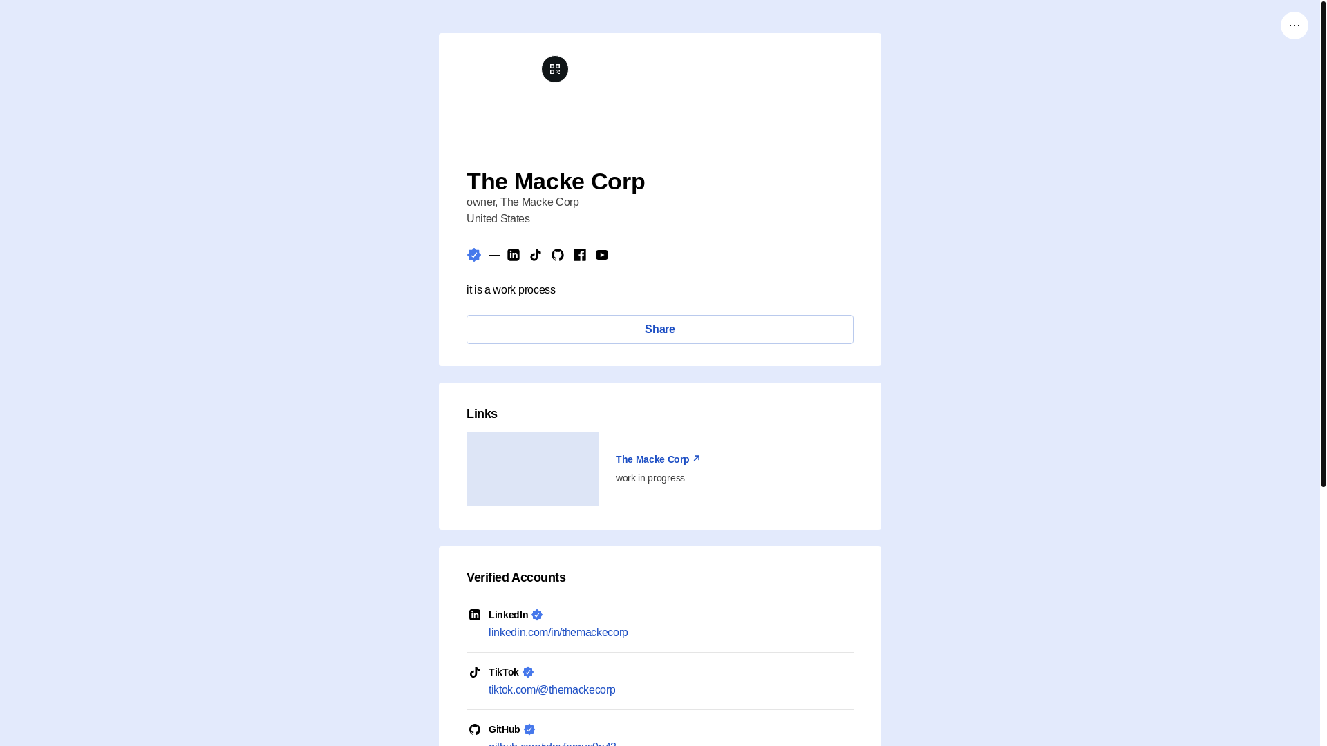 website screenshot of https://themackecorp.link/