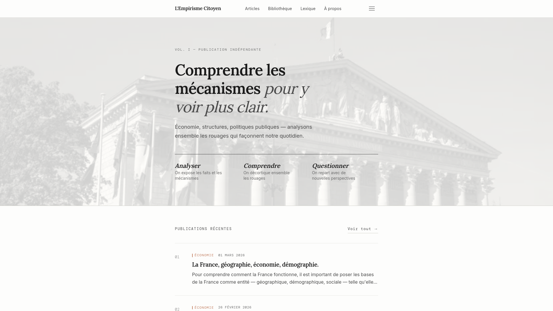 website screenshot of https://empirisme-citoyen.fr/