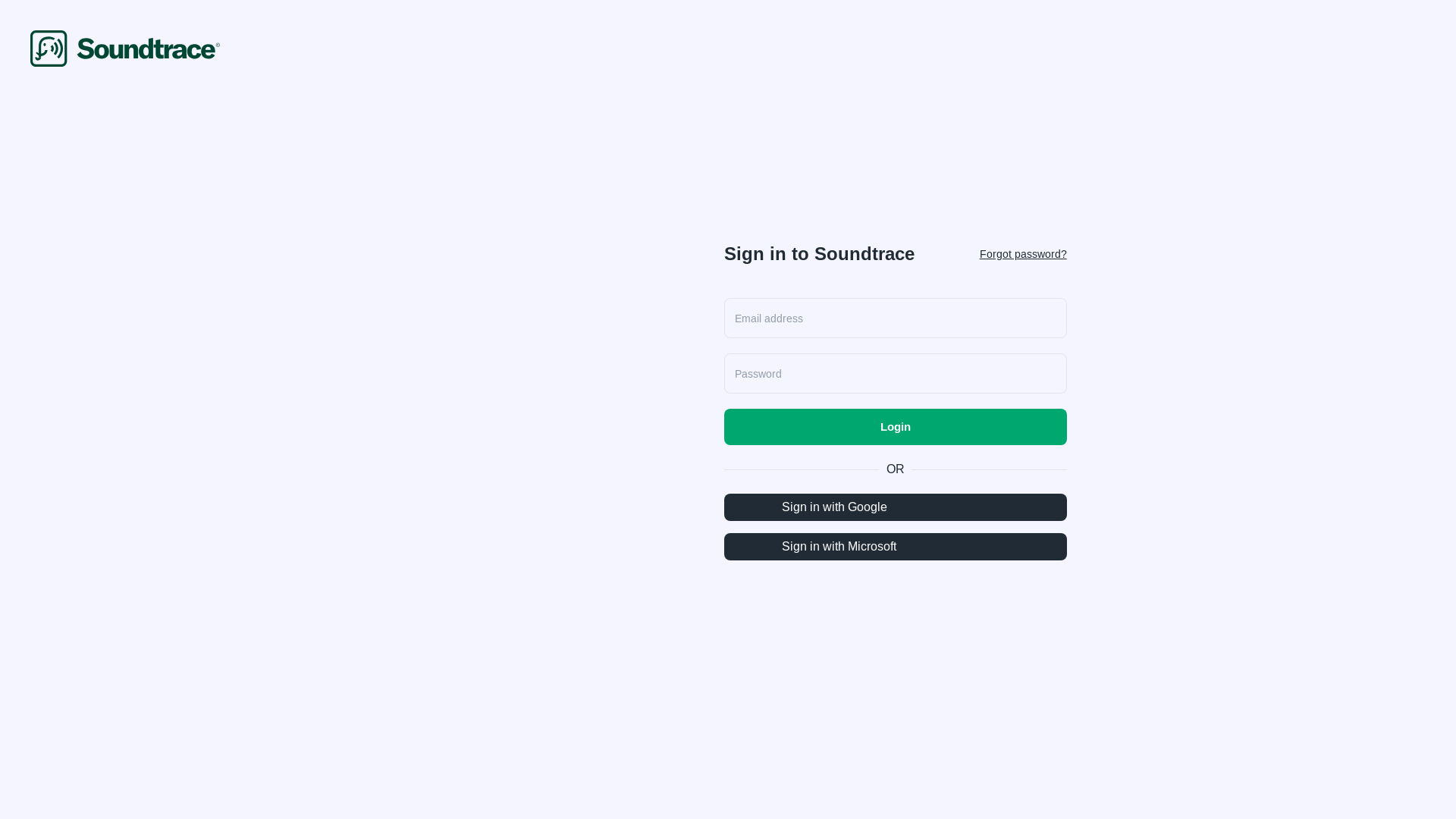 website screenshot of https://soundtrace-interface-staging.pages.dev/