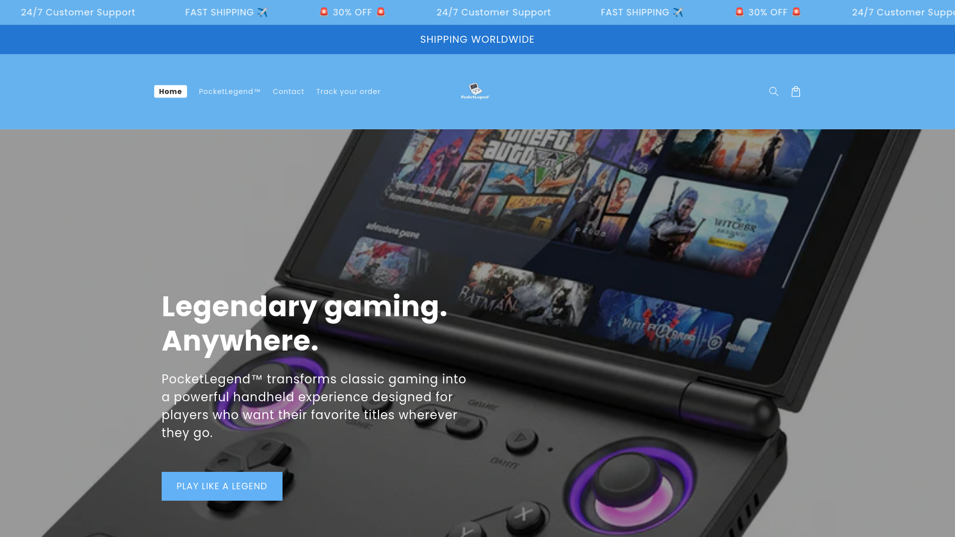 website screenshot of https://pocketlegend.co/