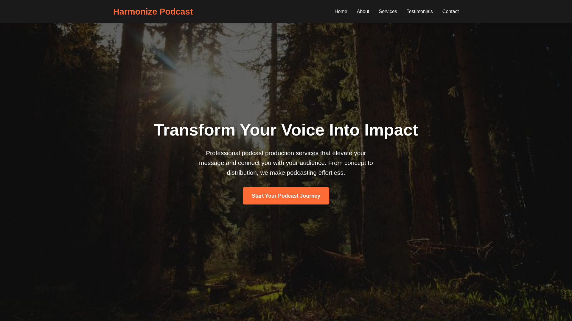 website screenshot of https://harmonizepodcast.xyz/