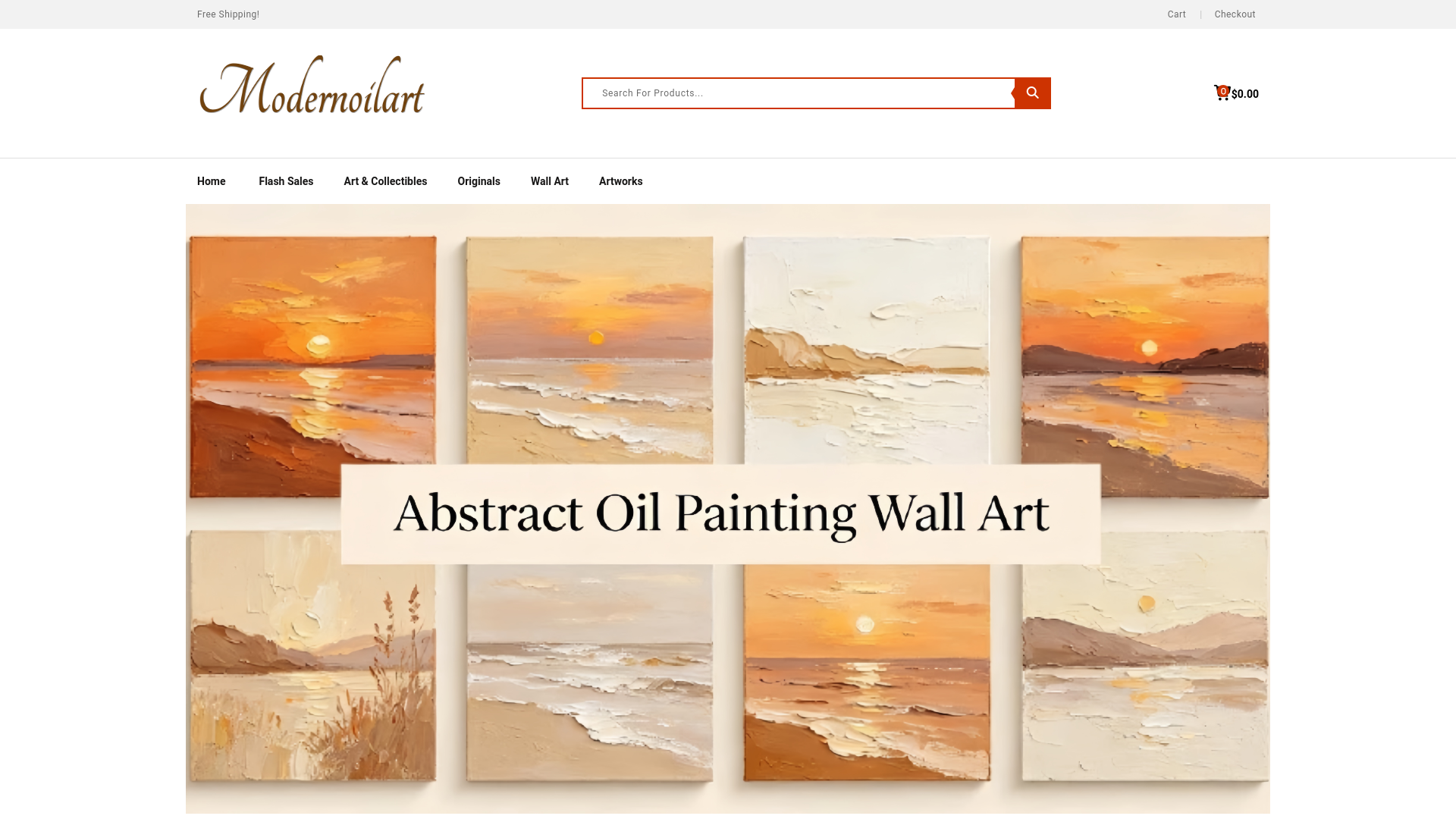 website screenshot of https://modernoilart.com/