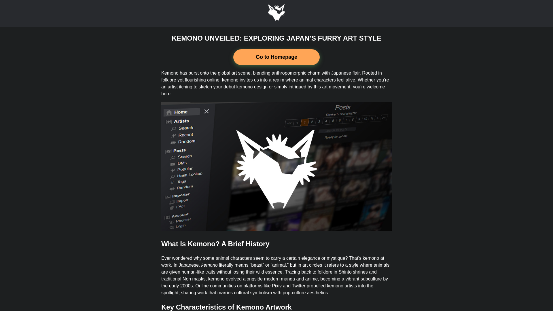 website screenshot of https://kemono.sbs/