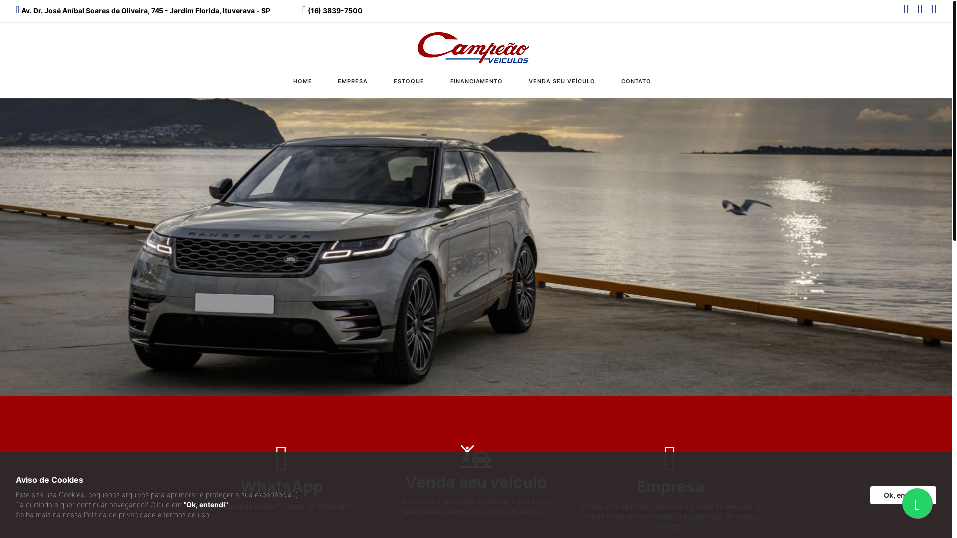 website screenshot of https://campeaoveiculosituverava.com.br/