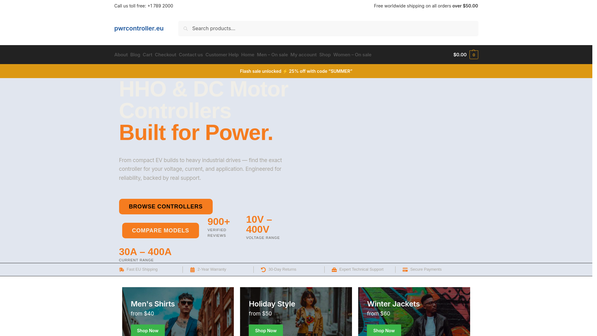 website screenshot of https://pwrcontroller.eu/
