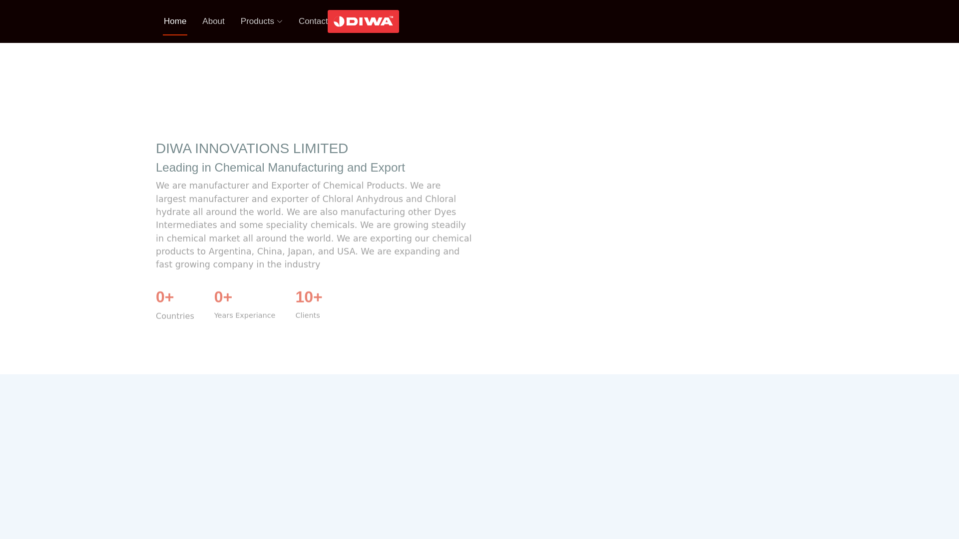 website screenshot of https://diwainnovations.in/