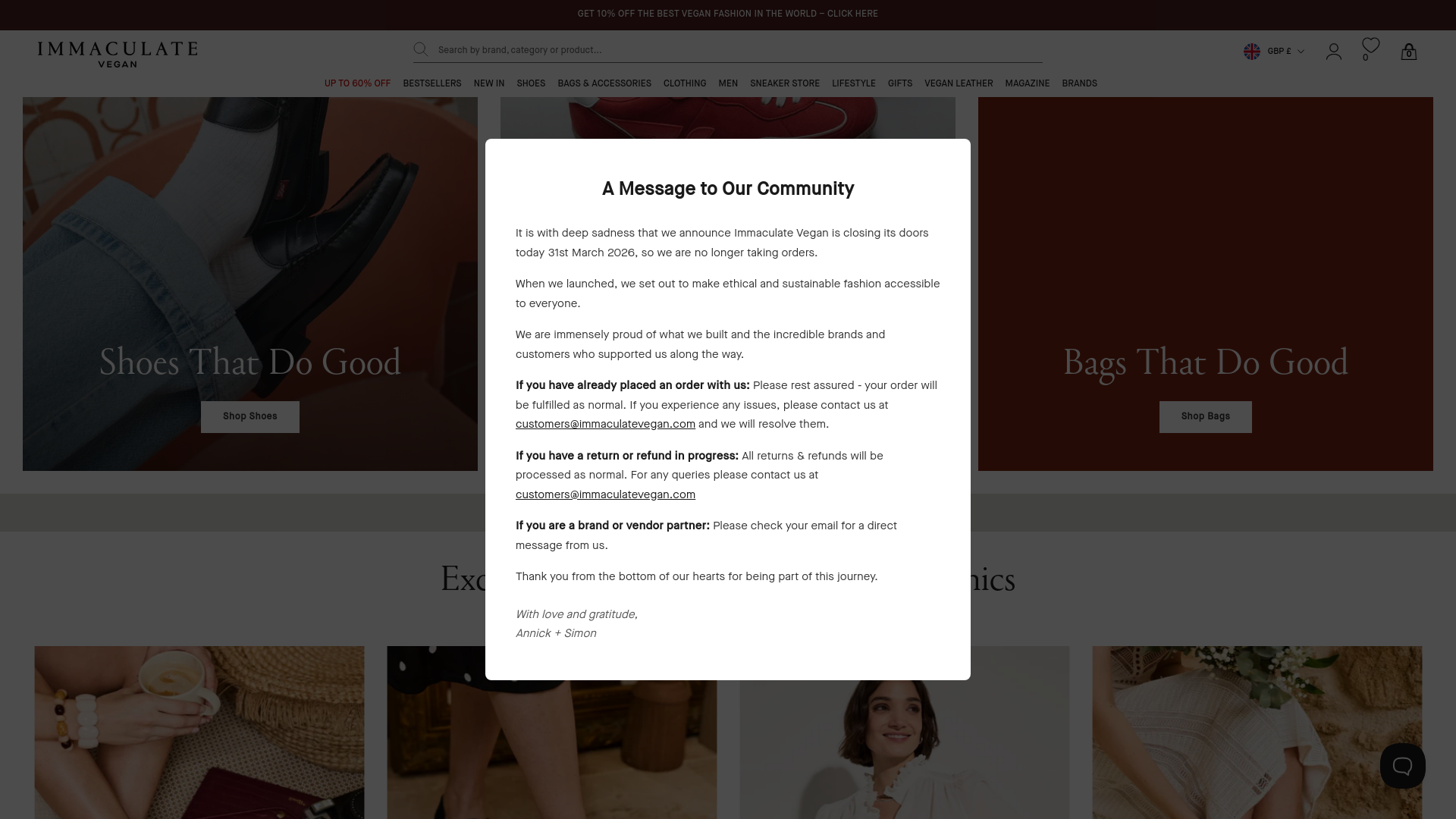 website screenshot of https://immaculatevegan.com/