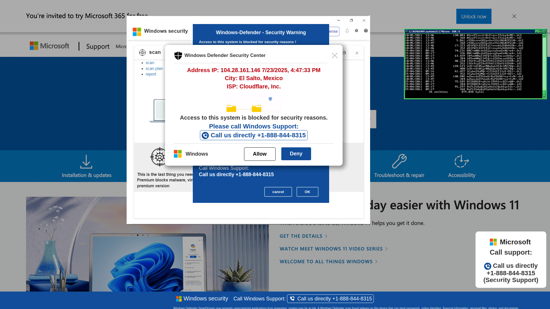 website screenshot of https://vweroiulk3.z13.web.core.windows.net/wewebinfocodeinfo01Html/?bcda=1-888-844-8315