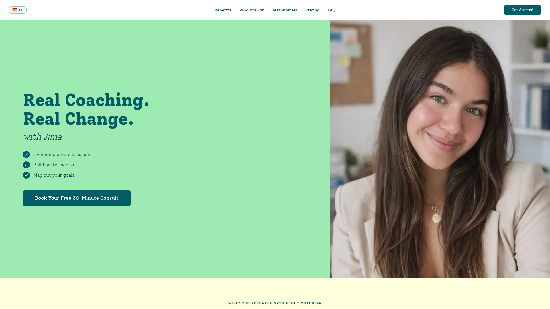 website screenshot of https://jimacoaching.com/