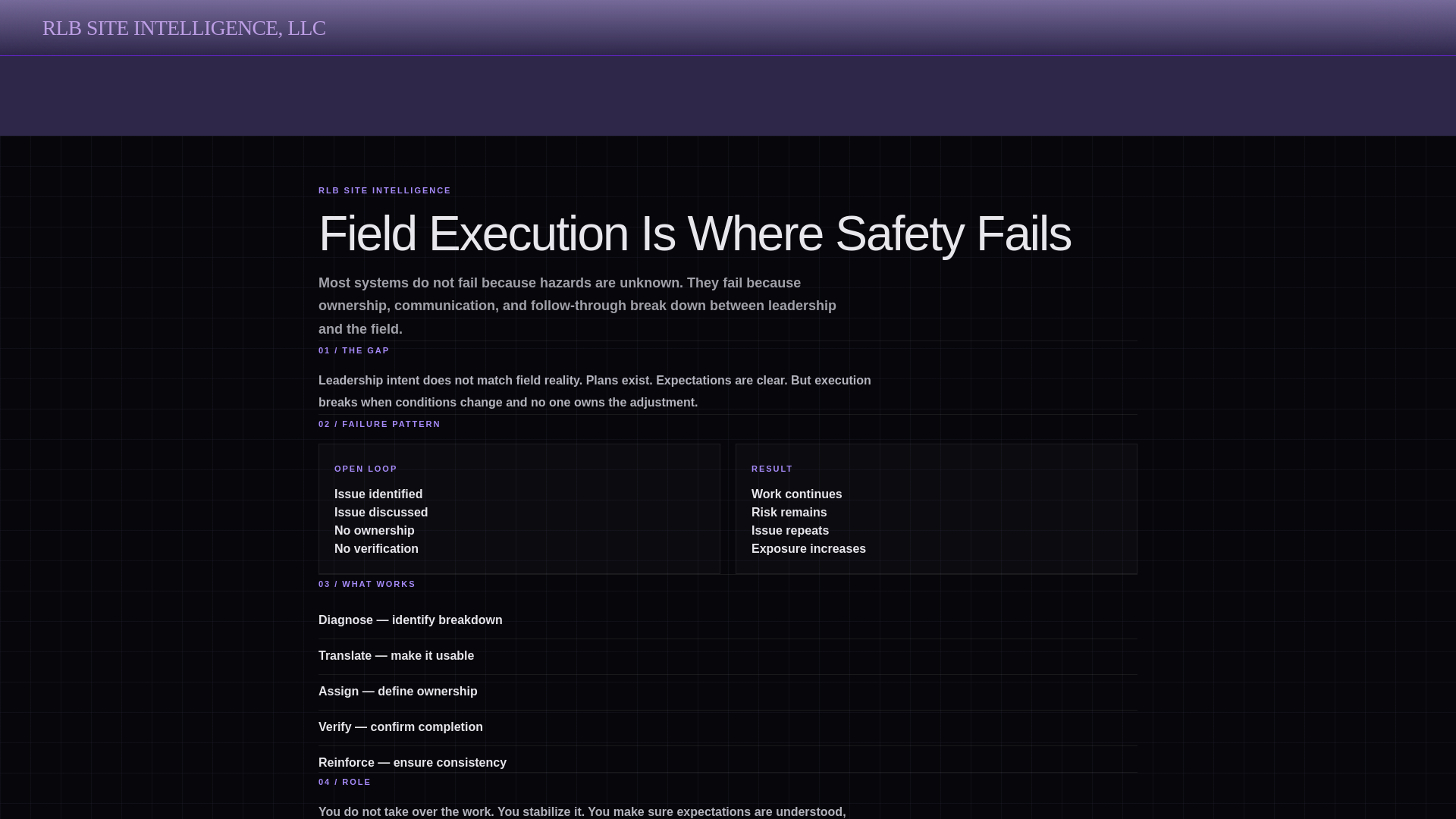 website screenshot of https://rlbsiteintelligence.com