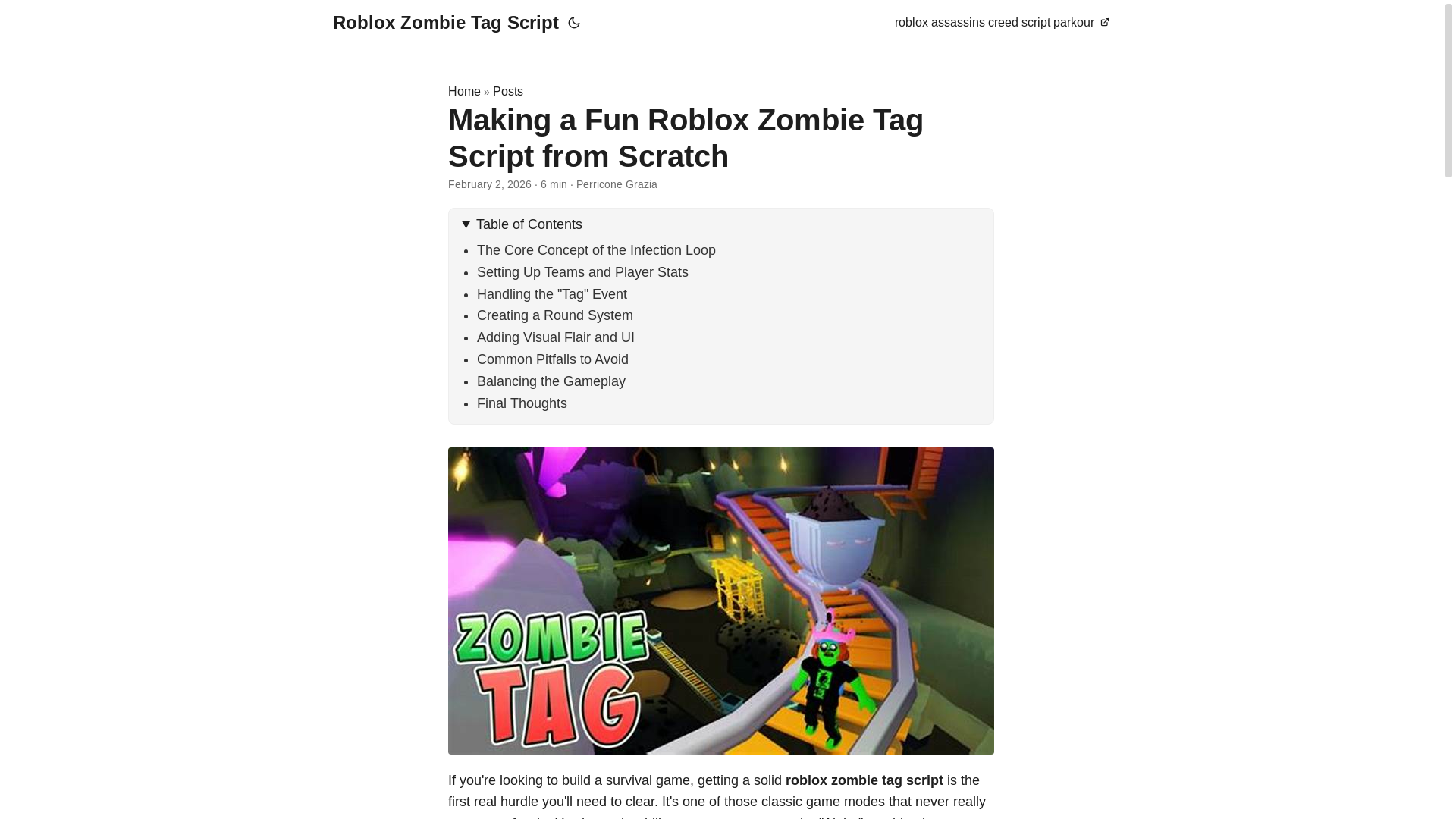 website screenshot of https://roblox-zombie-tag-script.pages.dev/