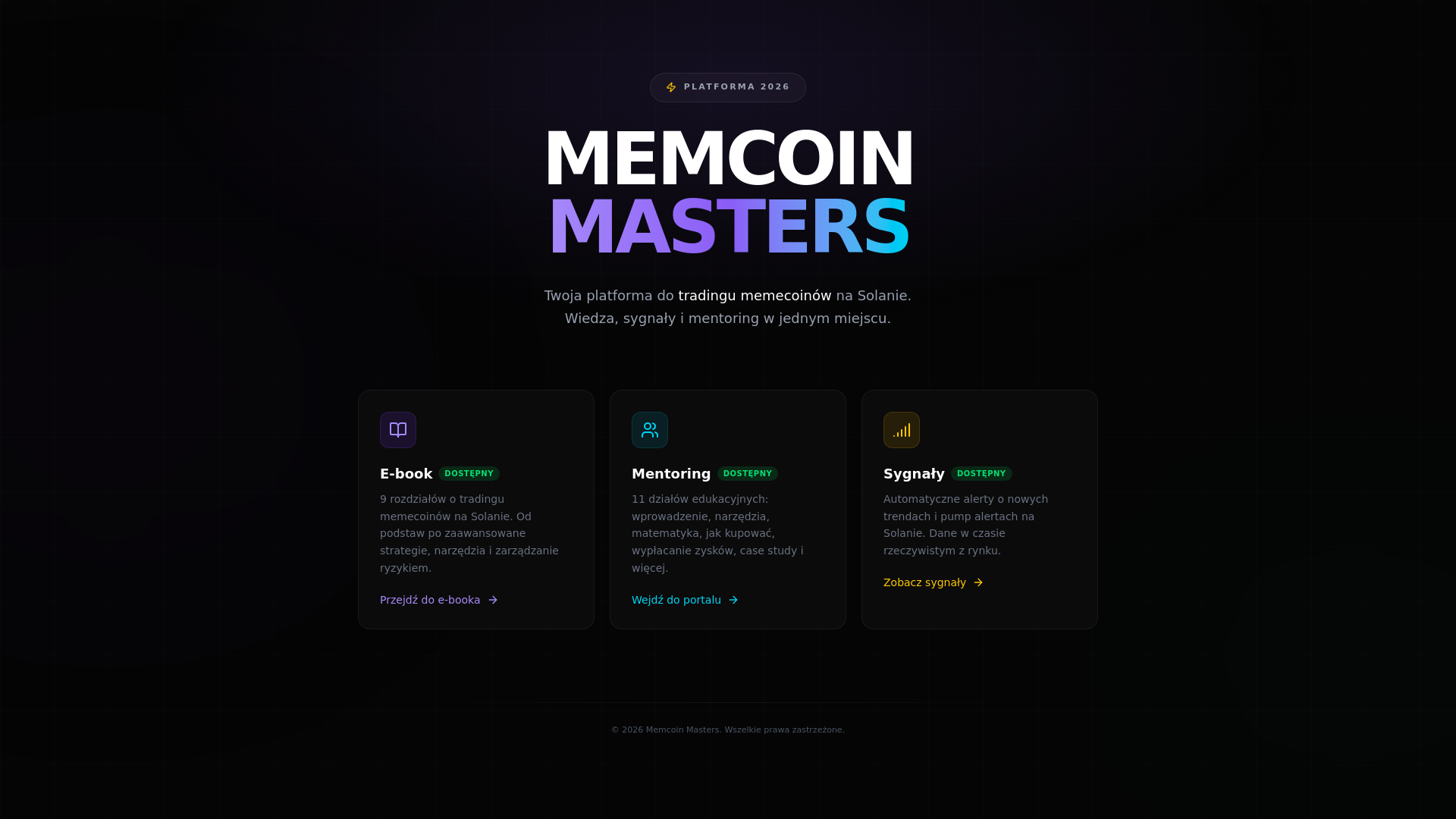 website screenshot of https://memcoin-masters.pl/