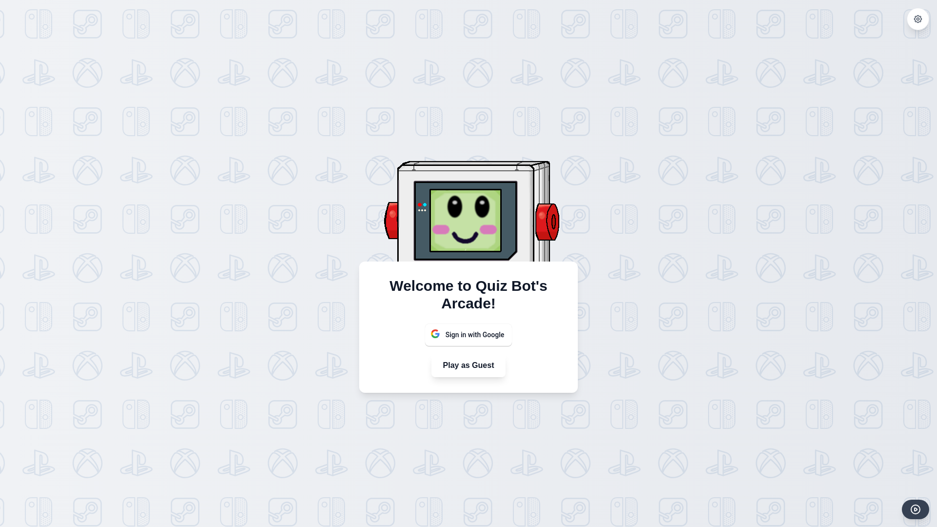 website screenshot of https://quizbot.games/