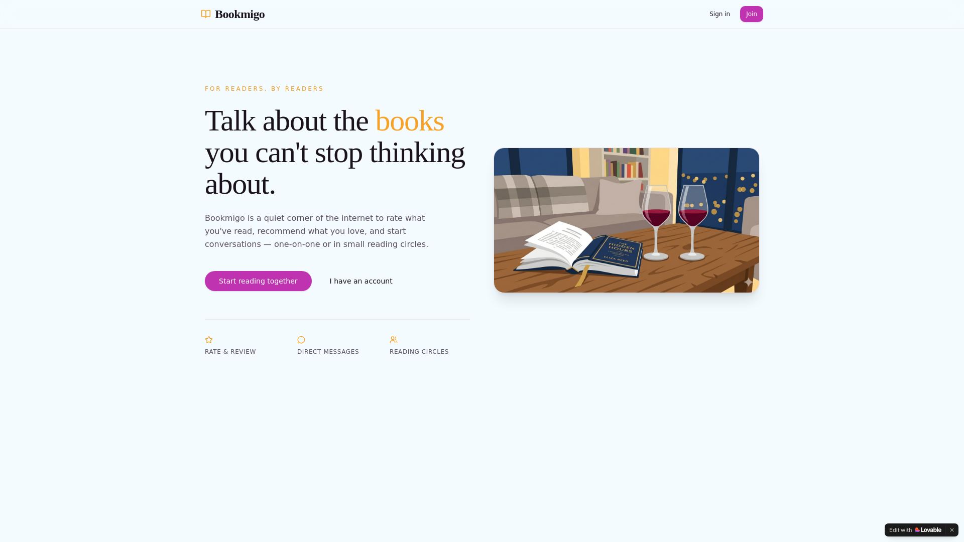 website screenshot of https://bookmigo.app/