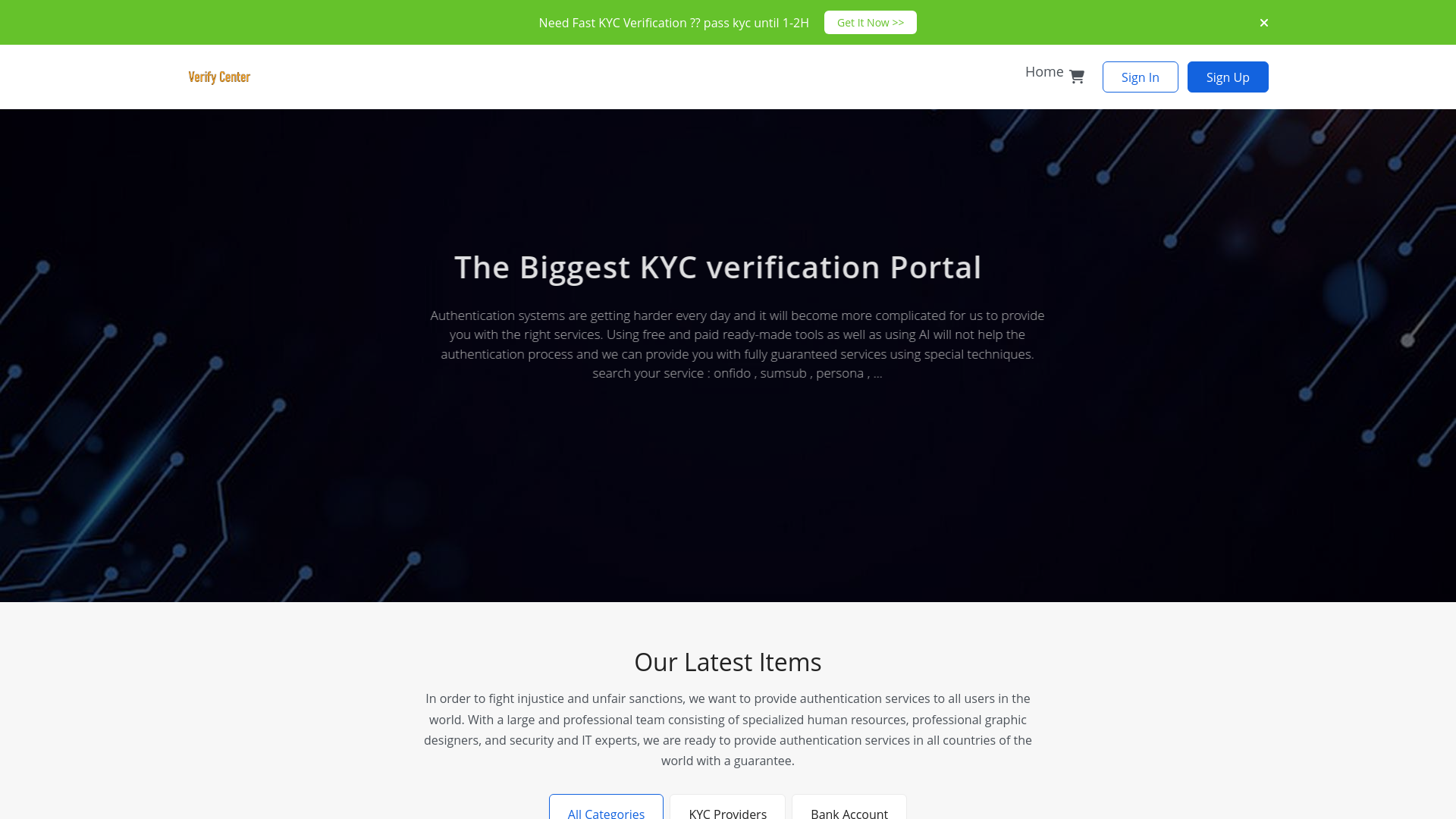 website screenshot of https://verifex.website/
