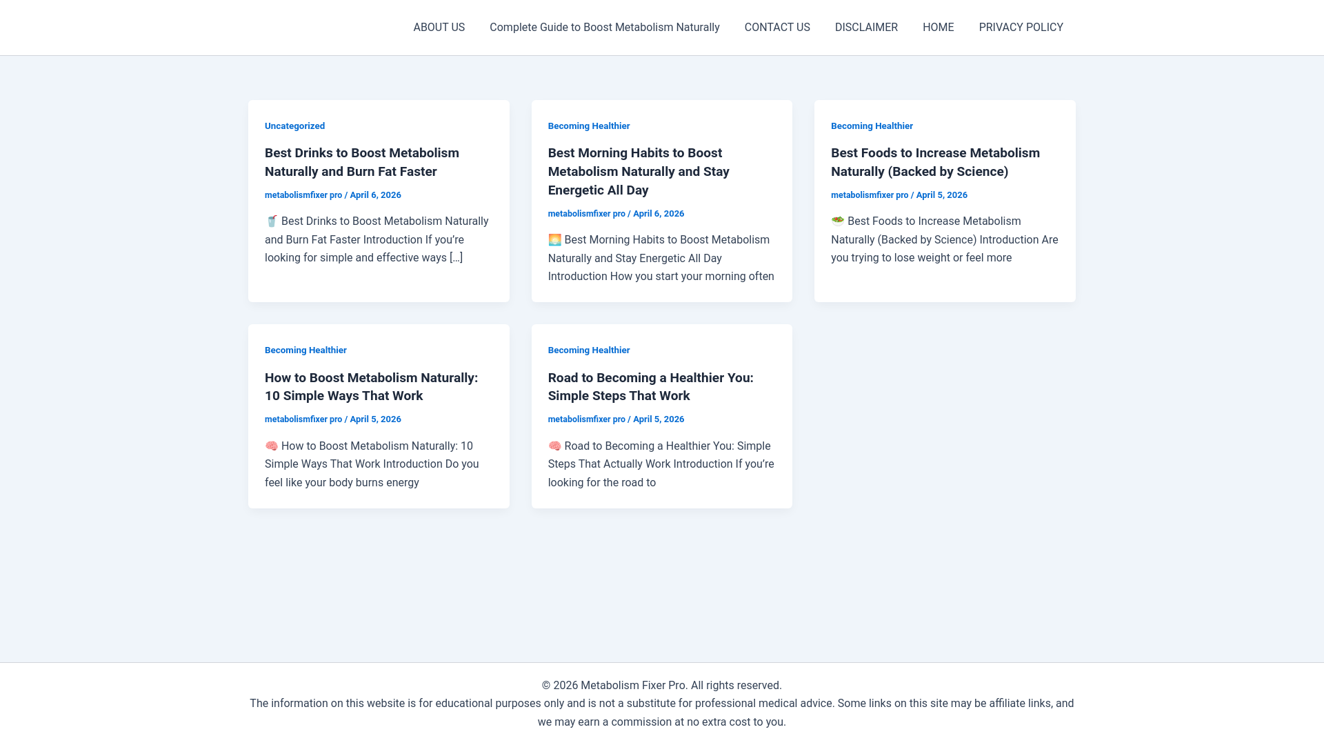 website screenshot of https://metabolismfixerpro.com