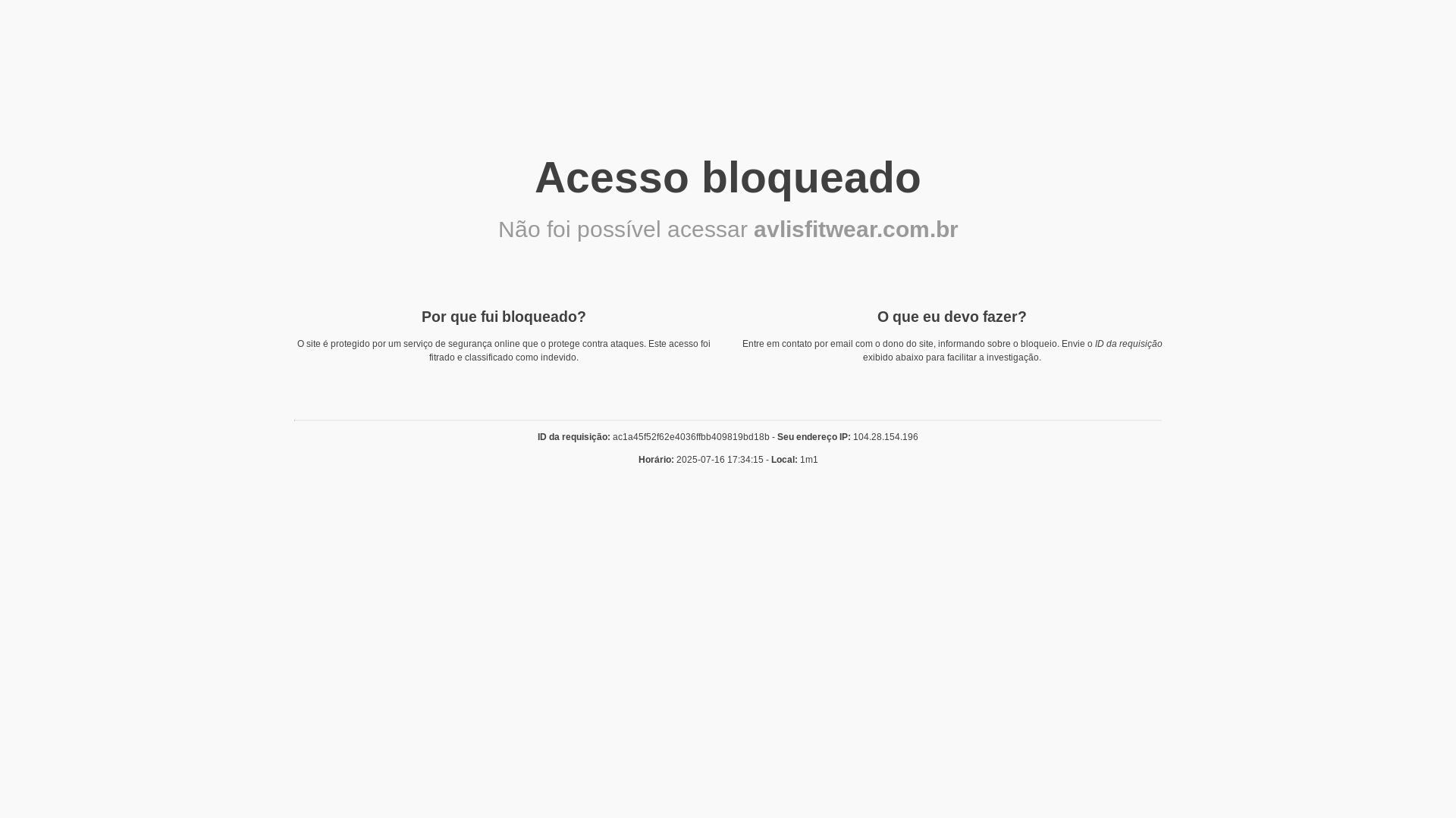 website screenshot of https://avlisfitwear.com.br/