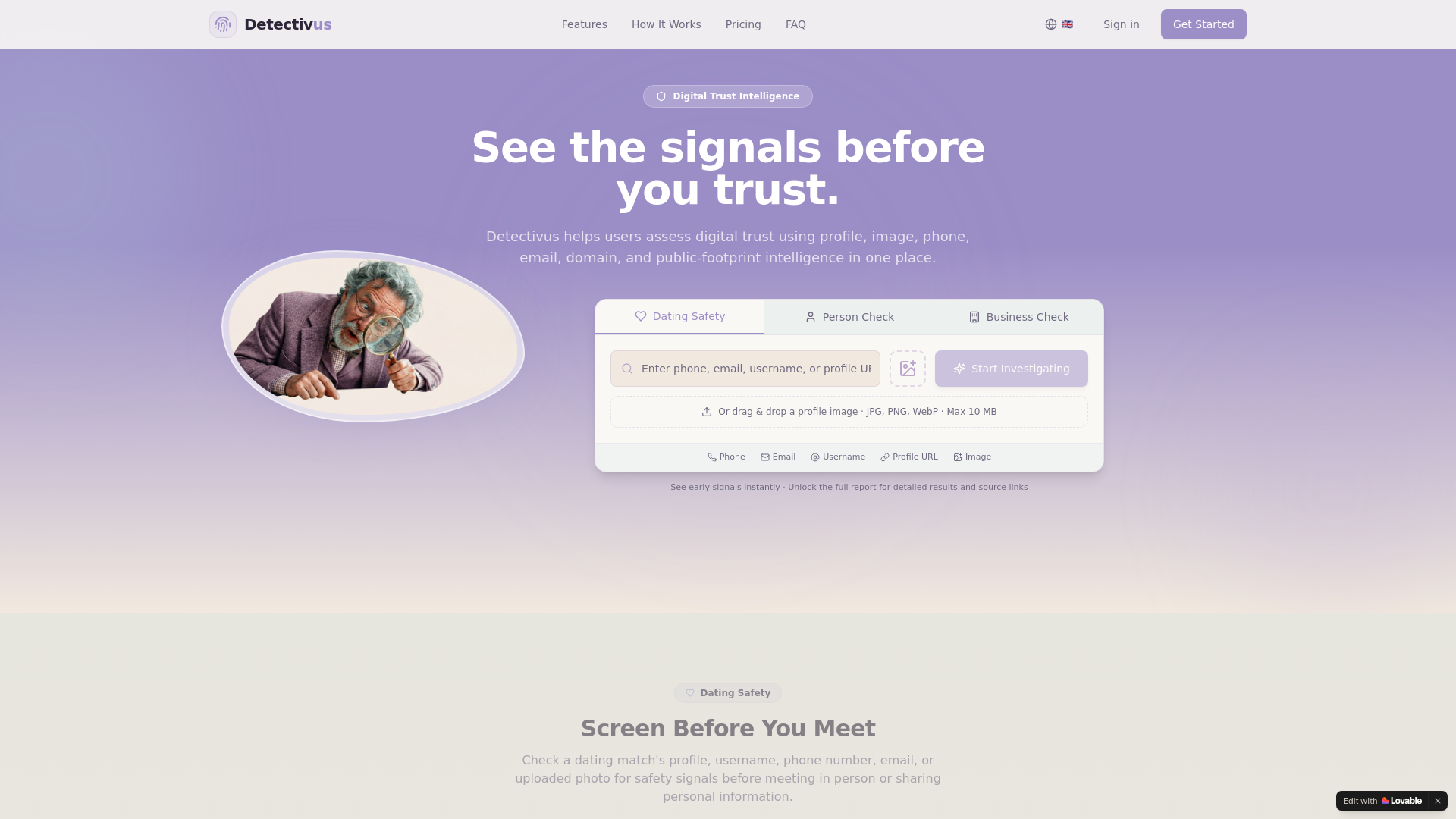 website screenshot of https://detectivus.com/