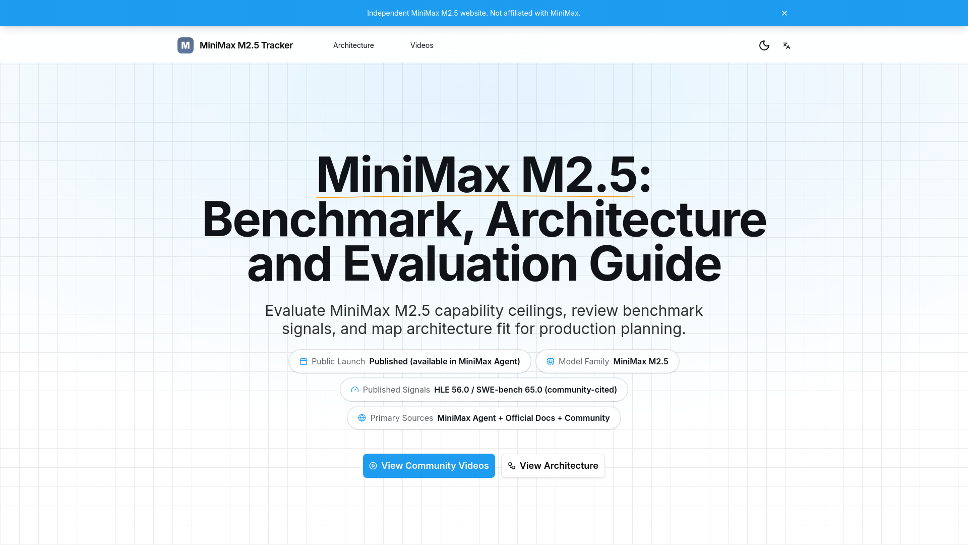 website screenshot of https://minimaxm25.com/
