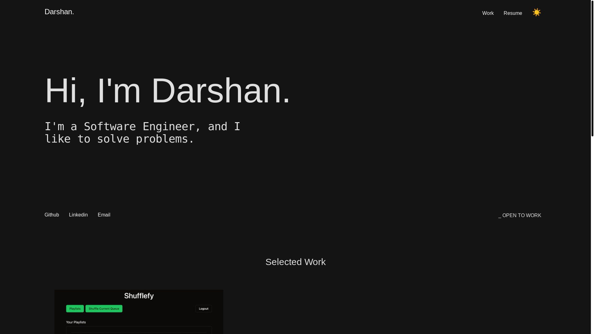 website screenshot of https://darshangoswami.pages.dev/