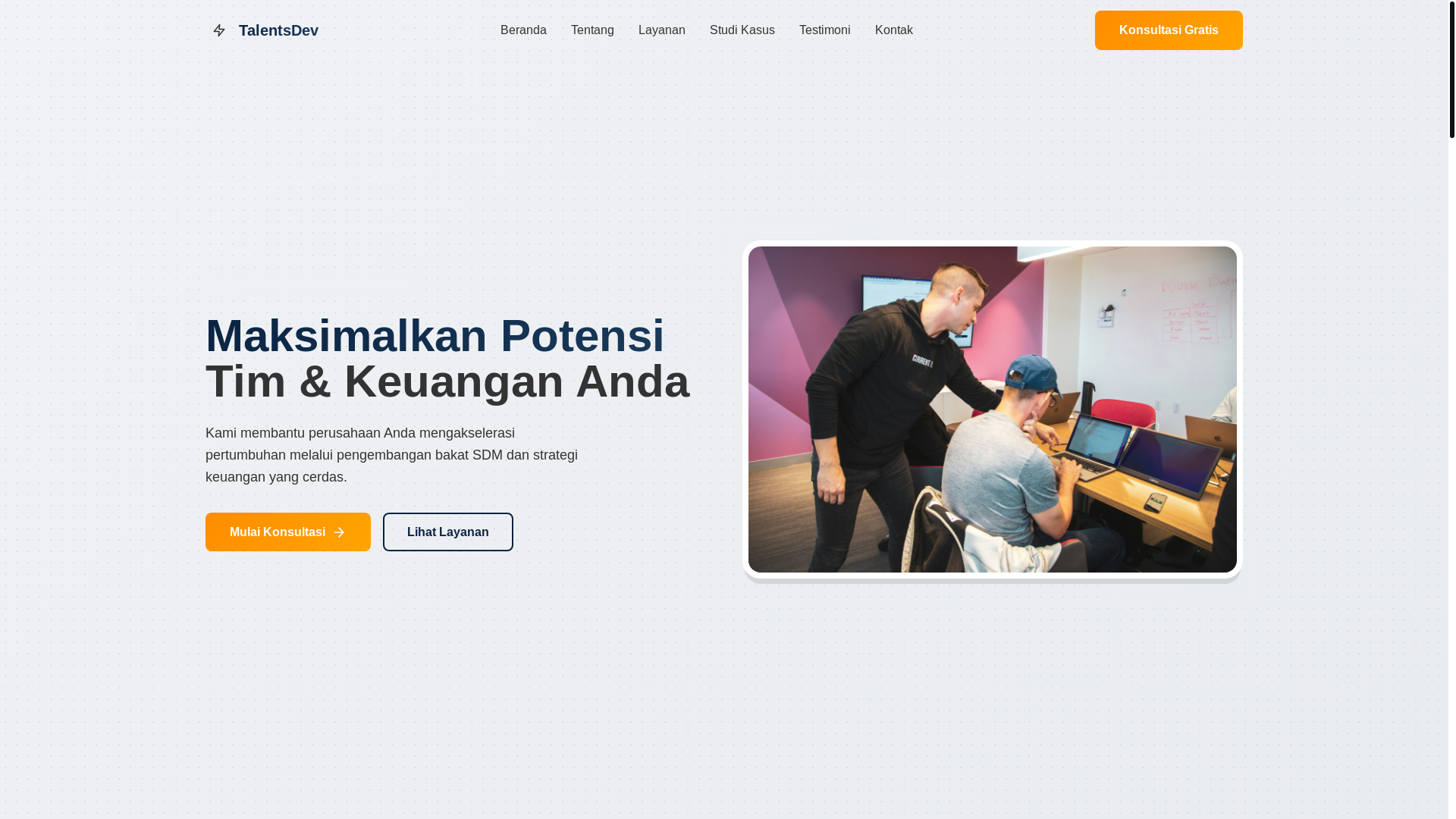 website screenshot of https://talentsdev.id/