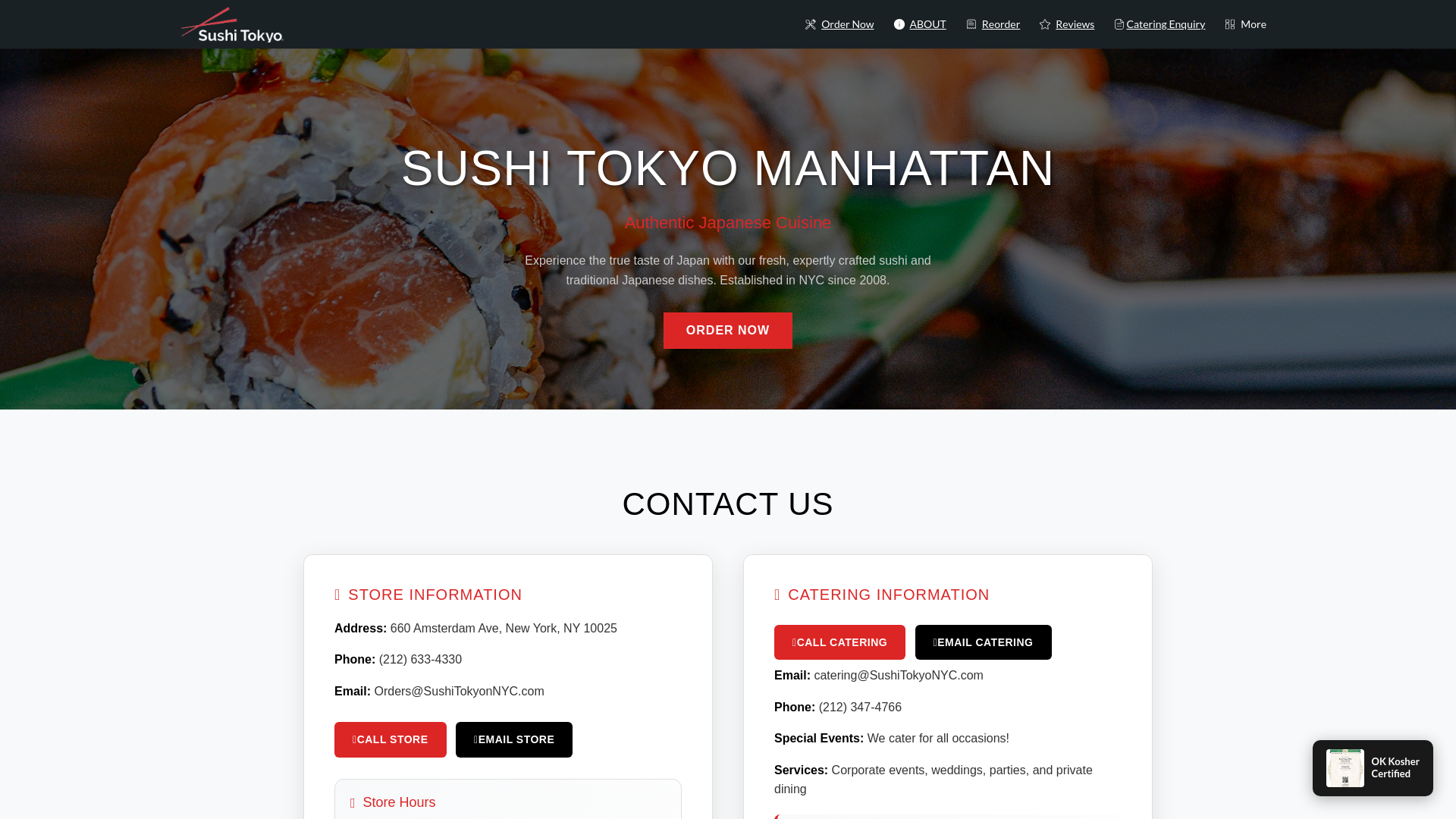 website screenshot of https://sushitokyomanhattan.com/