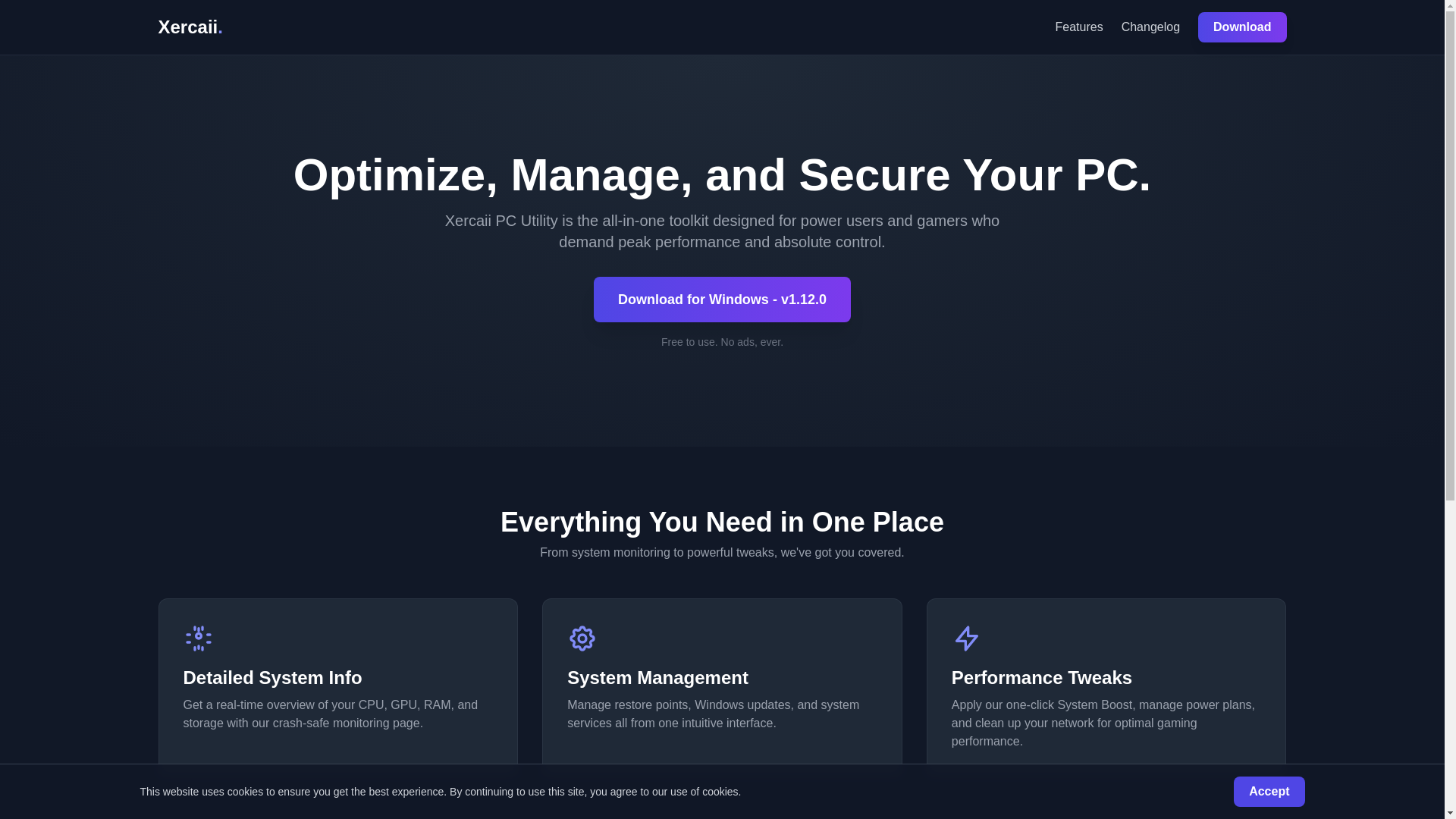 website screenshot of https://xercaii-website.pages.dev/