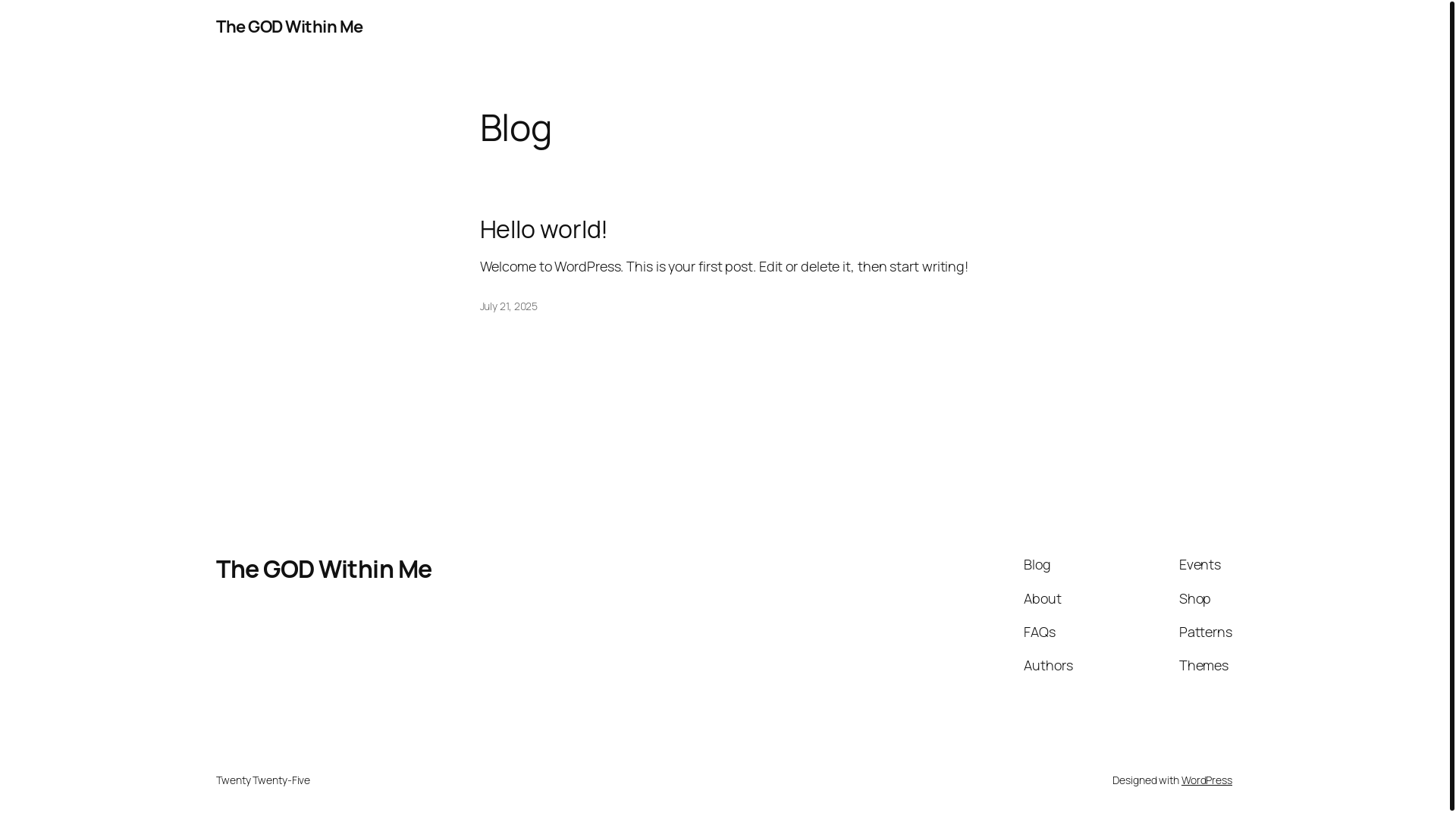 website screenshot of https://thegodwithin.me/