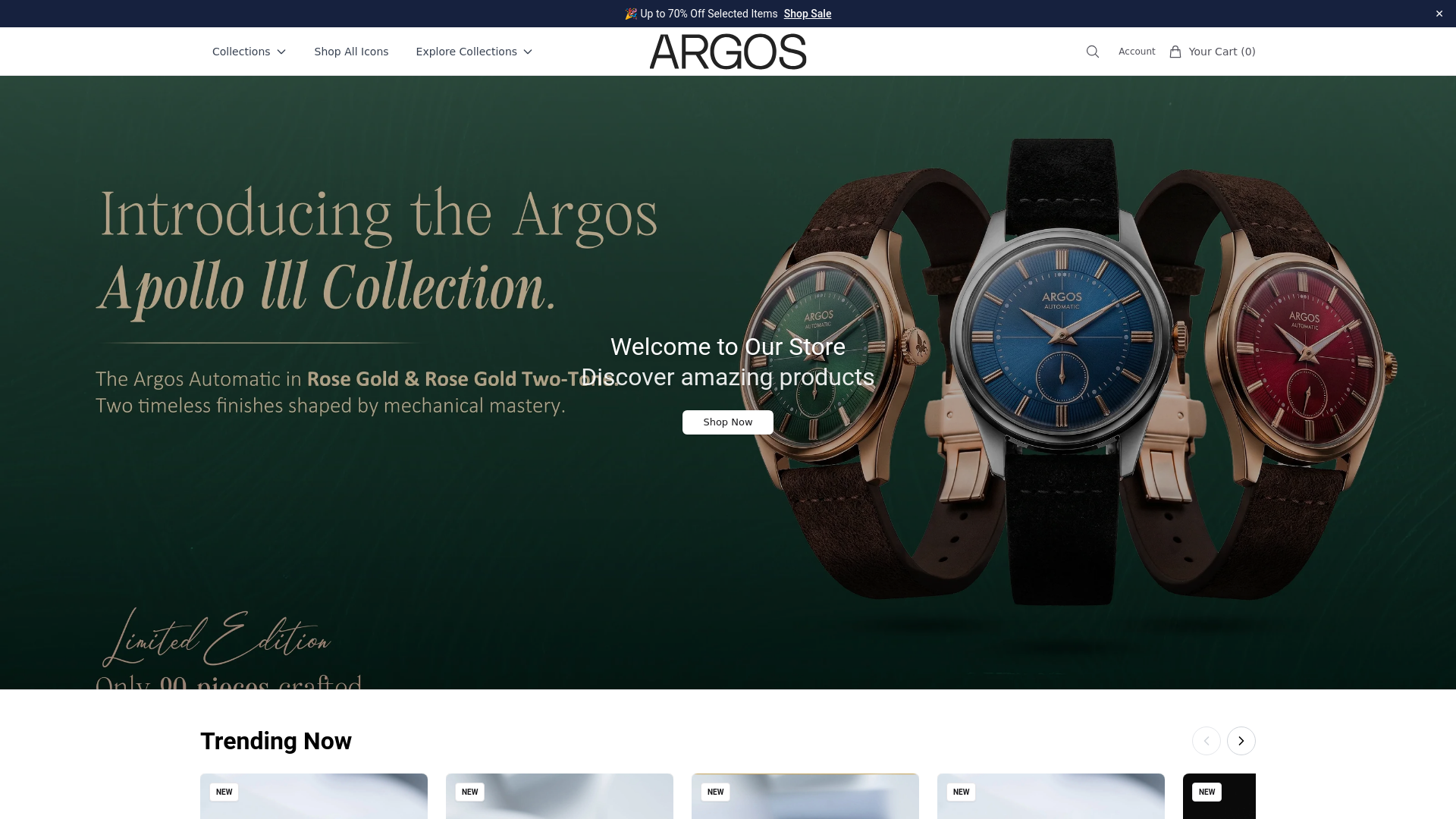 website screenshot of https://watchesbyargos.shop/