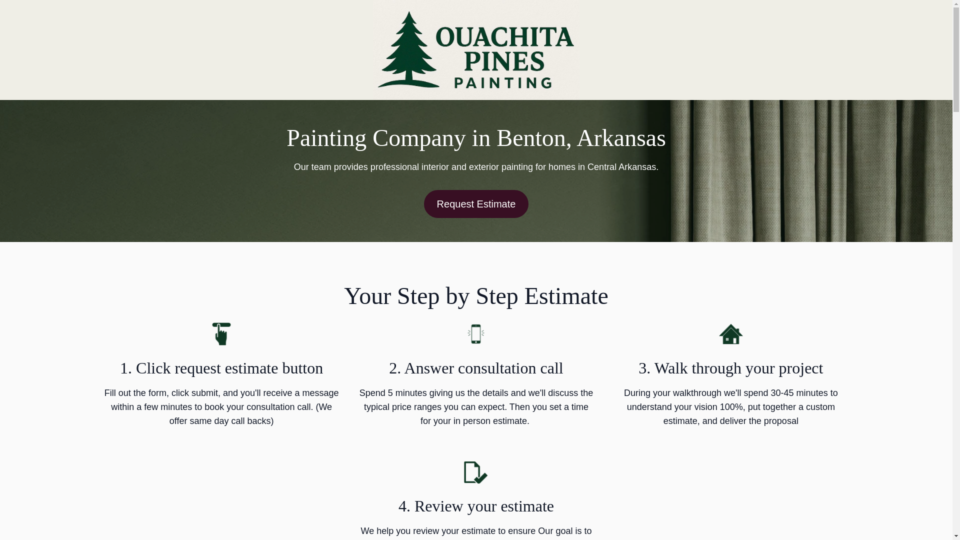 website screenshot of https://ouachitapines.com/