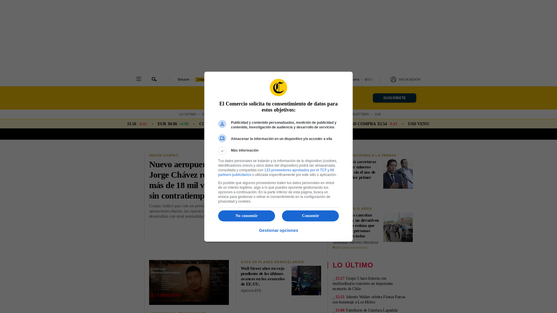 website screenshot of https://elcomercio.pe