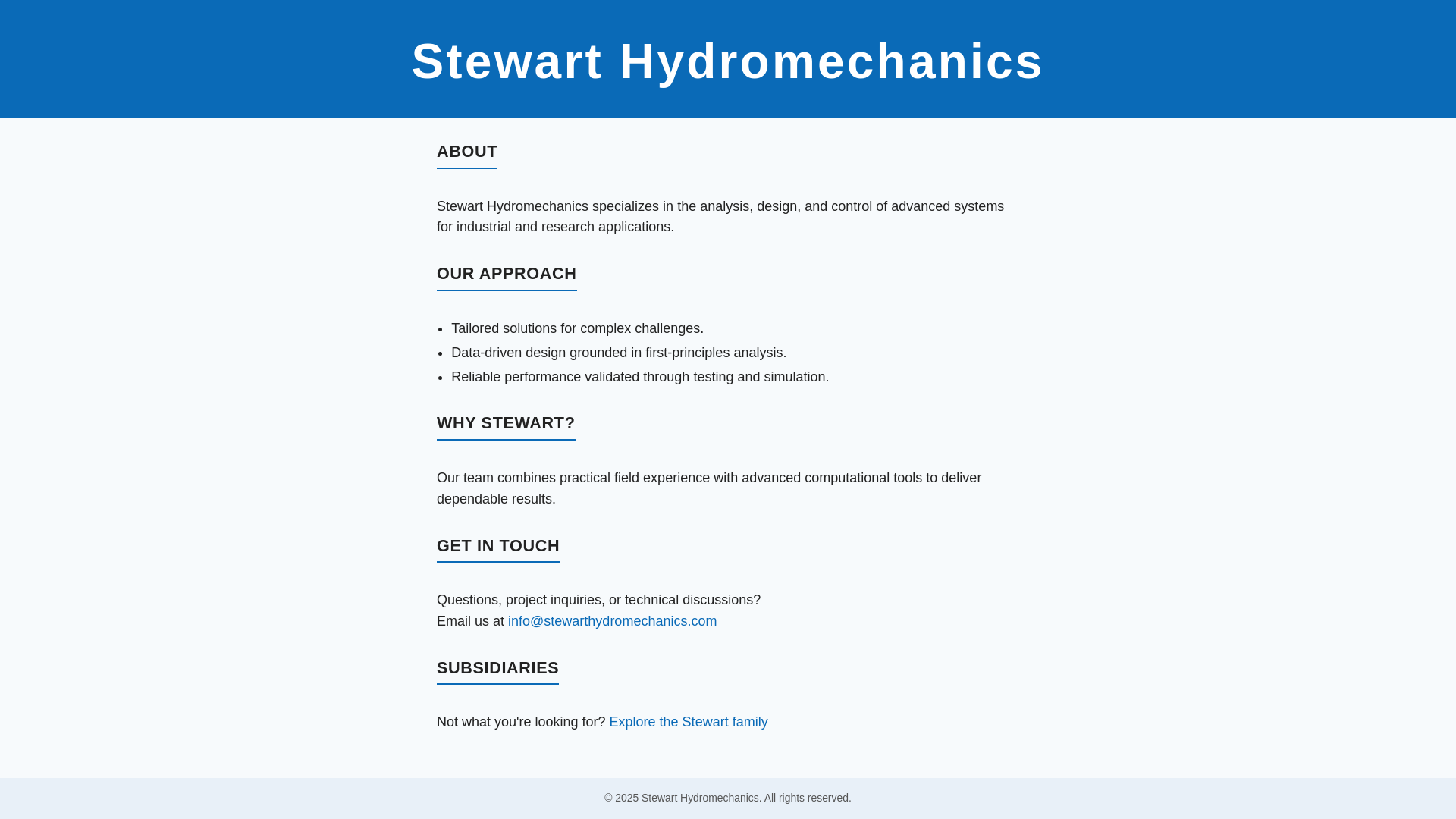 website screenshot of https://stewart-hydromechanics.pages.dev/