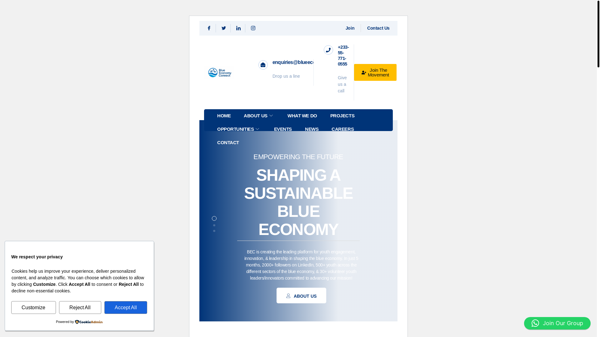 website screenshot of https://blueeconomyconnect.site/