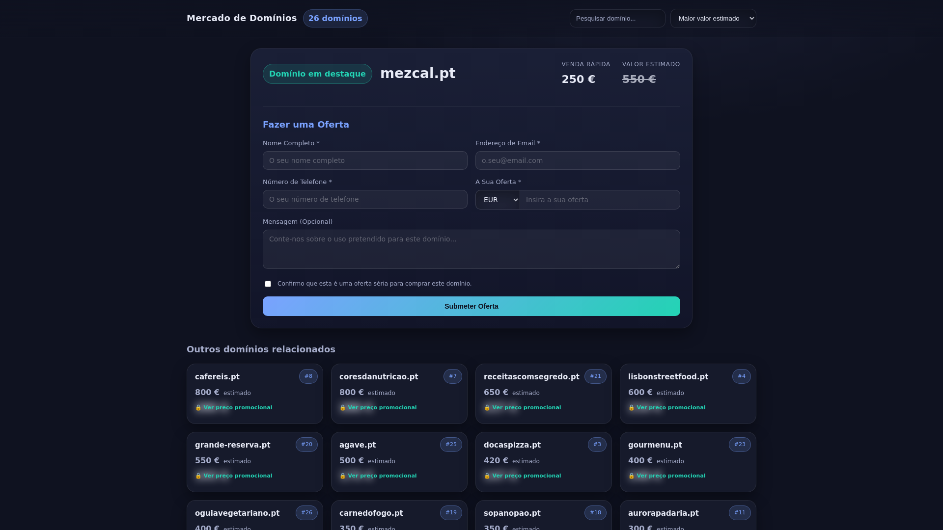 website screenshot of https://mezcal.pt/