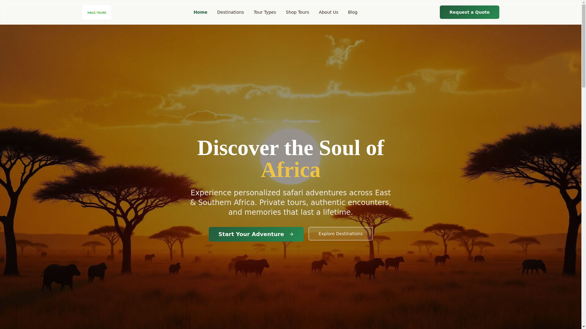 website screenshot of https://halg.tours/