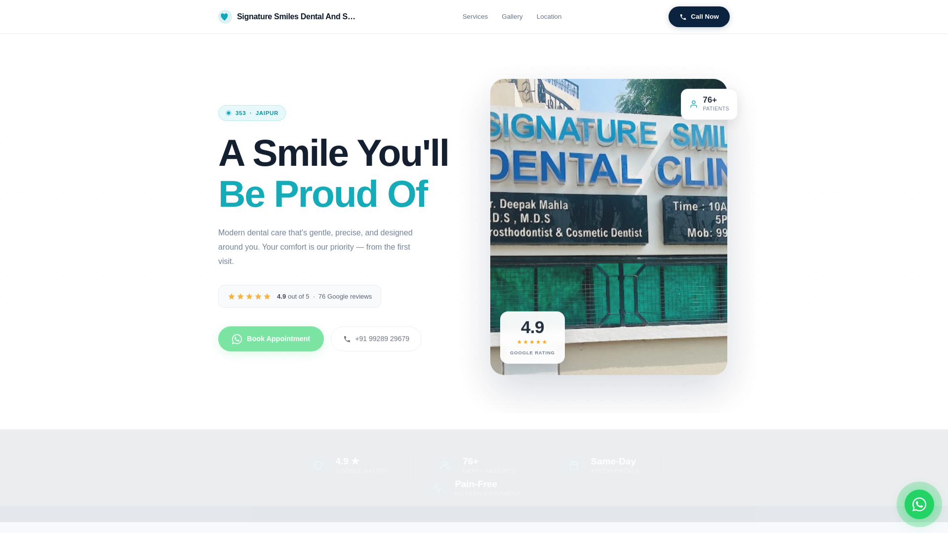 website screenshot of https://signature-smiles-dental-and-skin-clinic-jaipur.pages.dev/