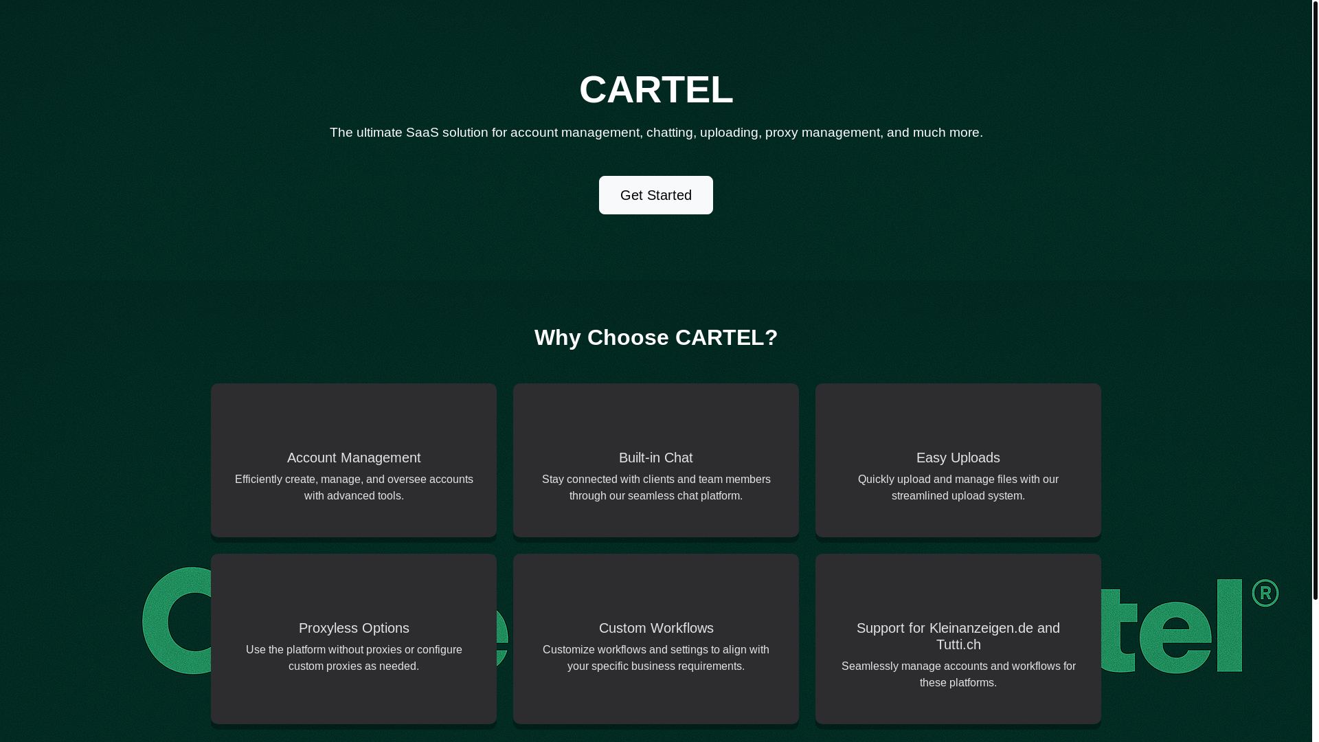 website screenshot of https://c4rtel.world/
