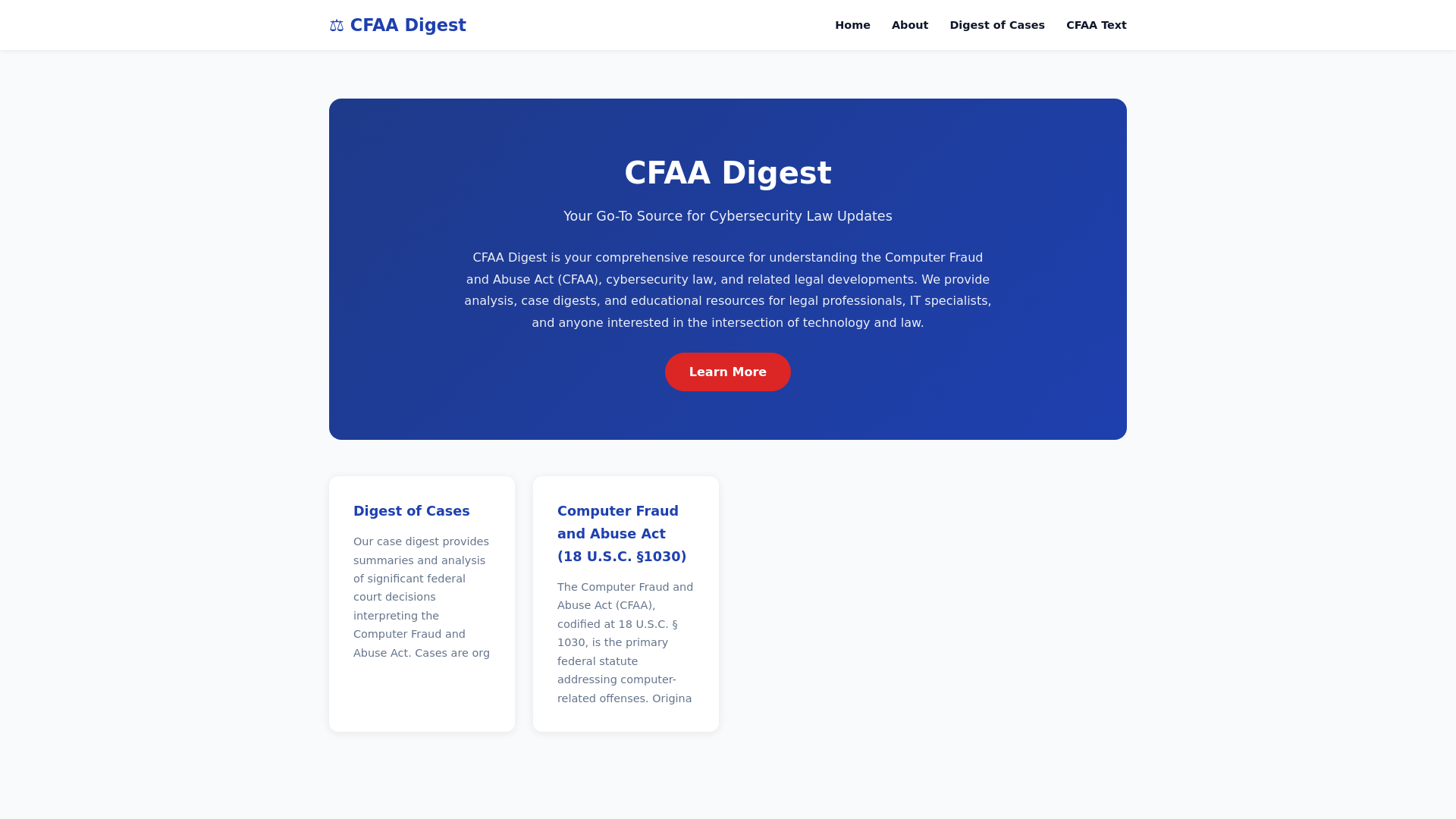 website screenshot of https://cfaadigest.pages.dev/