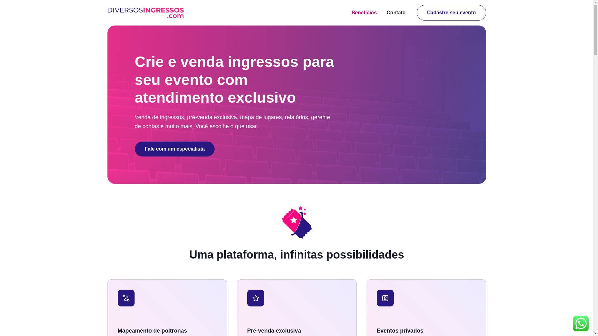 website screenshot of https://venderingressosonline.com/