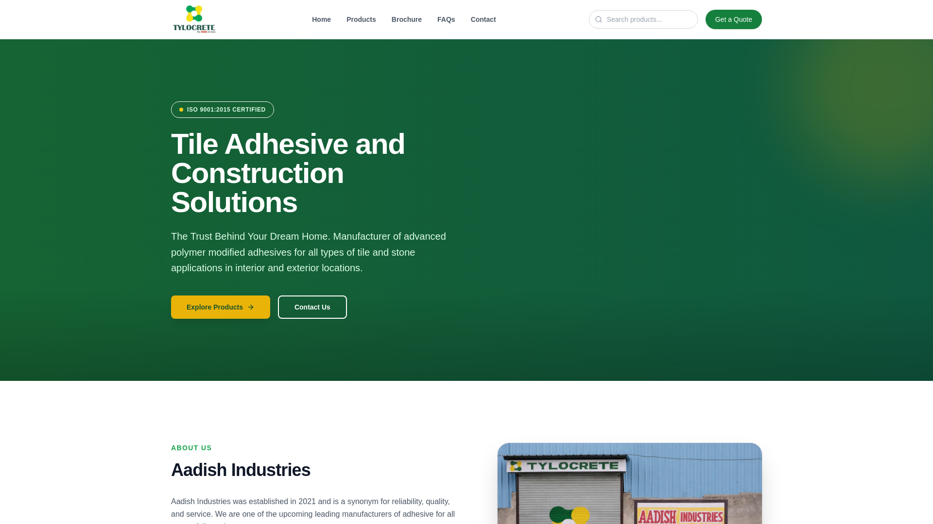 website screenshot of https://tylocrete.in/