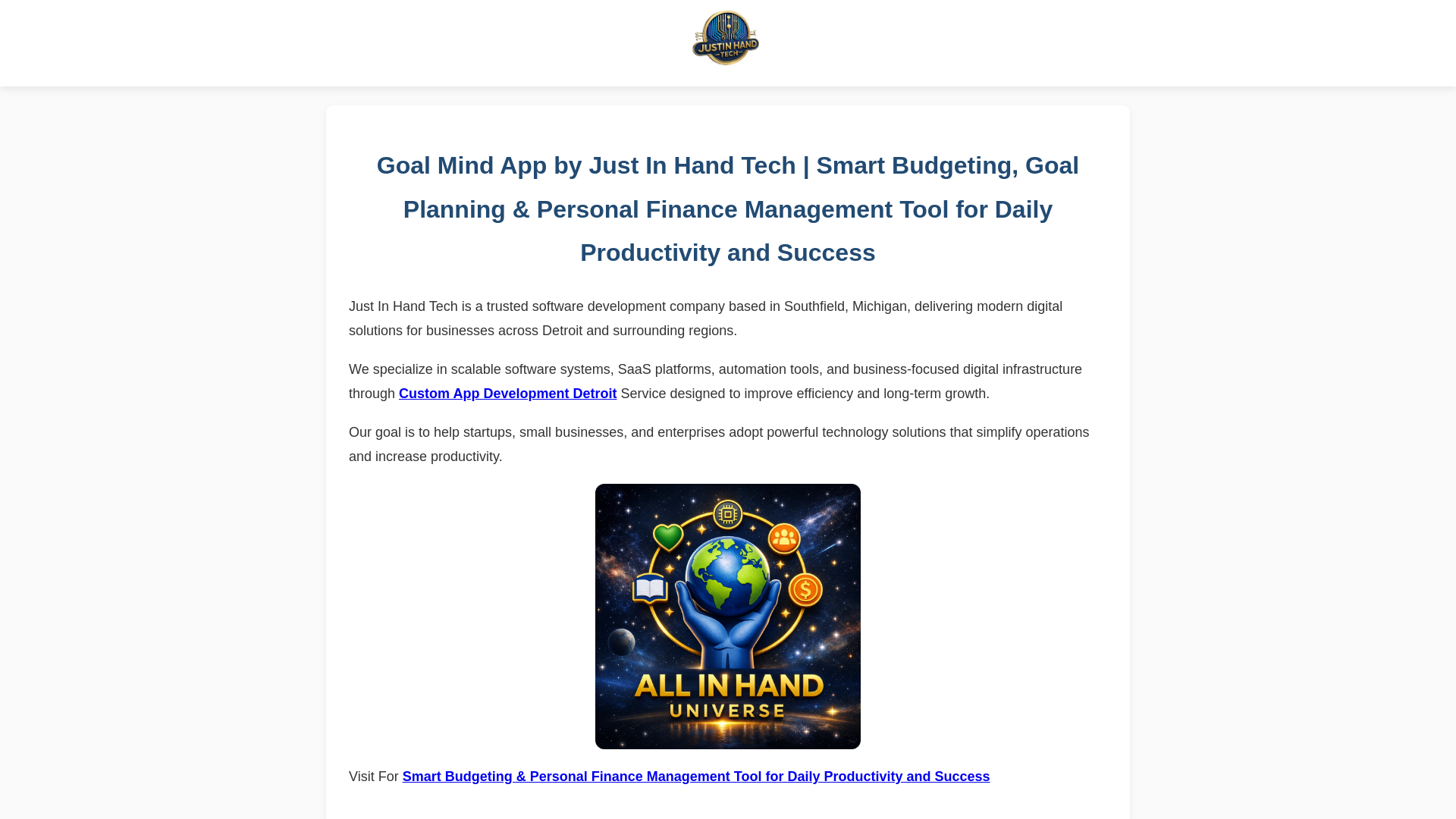 website screenshot of https://justinhandtech.pages.dev/