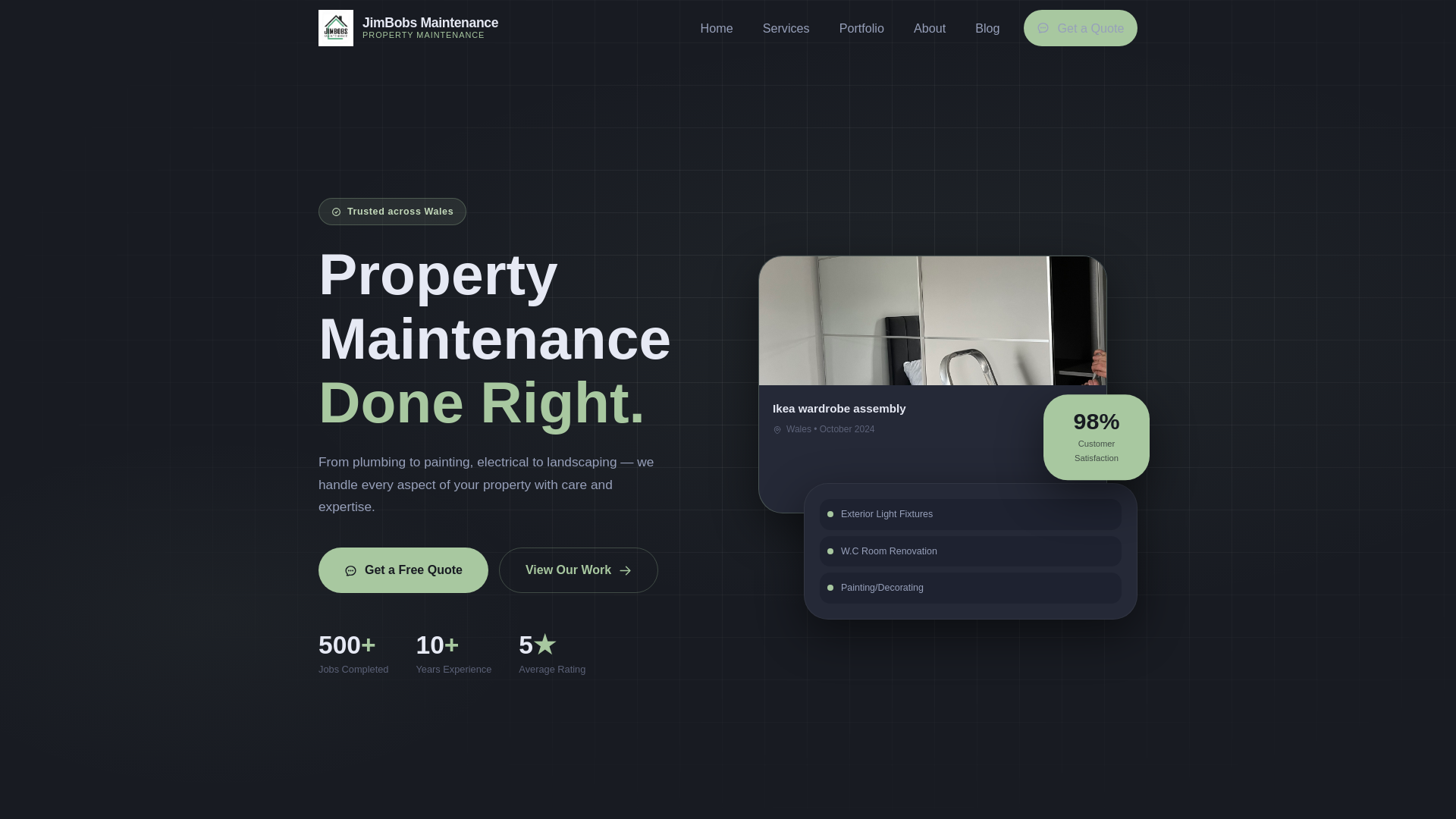 website screenshot of https://jimbobsmaintenance.co.uk