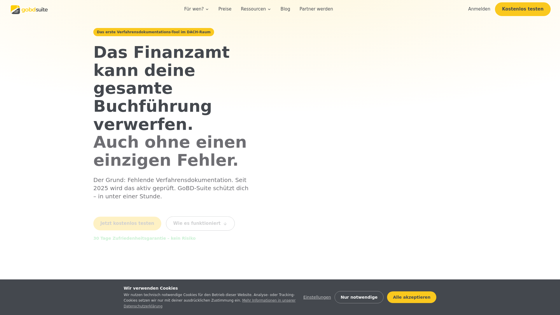 website screenshot of https://gobd-suite.de/