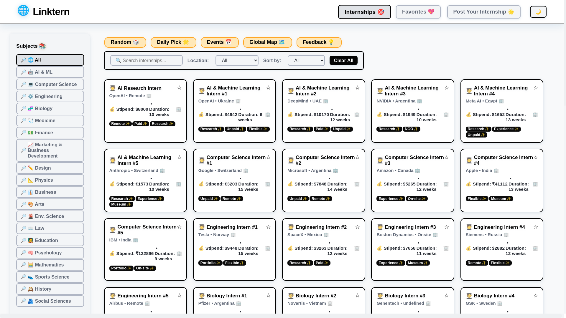 website screenshot of https://linktern.org/