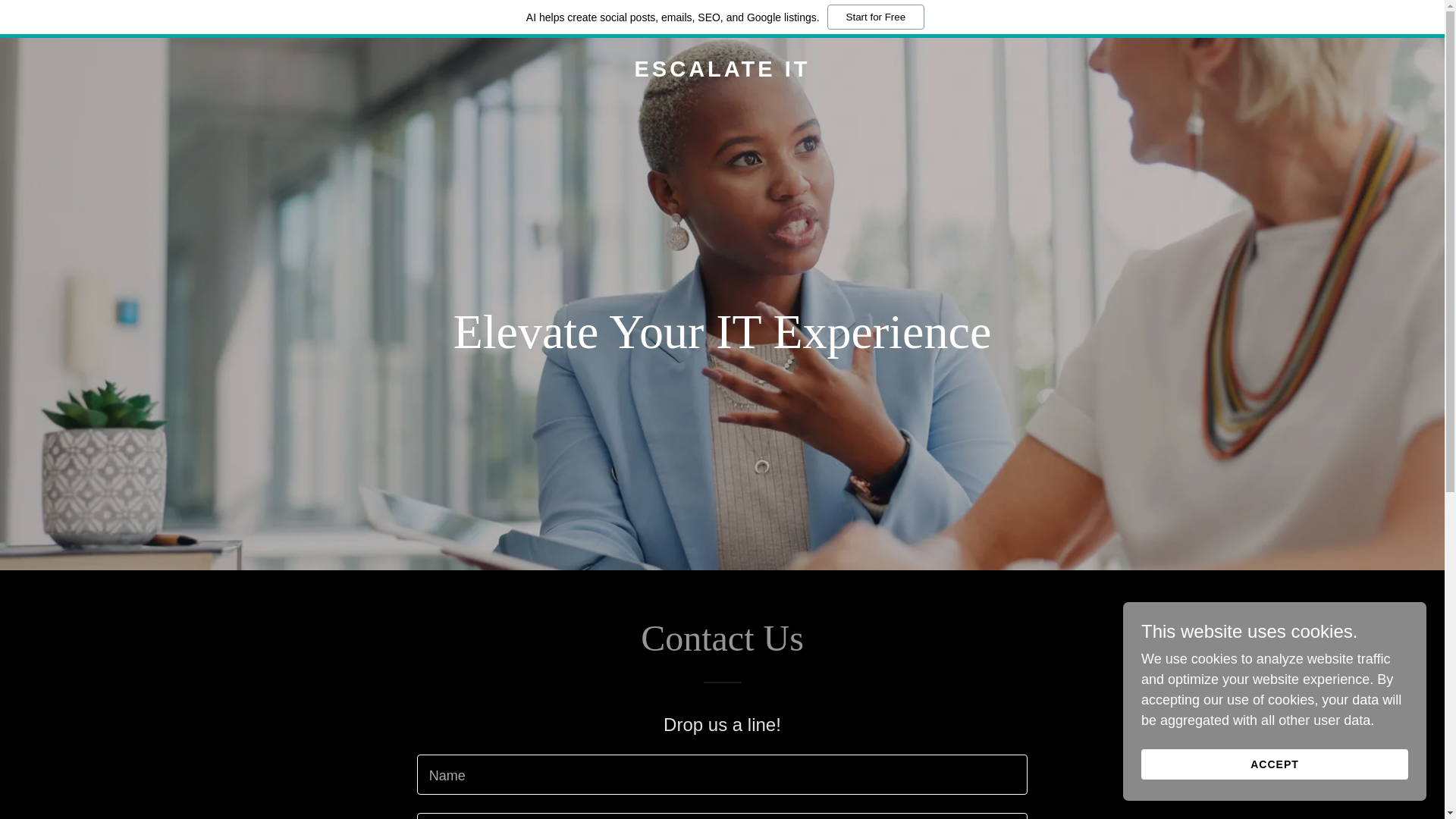 website screenshot of https://escalateit.ca/