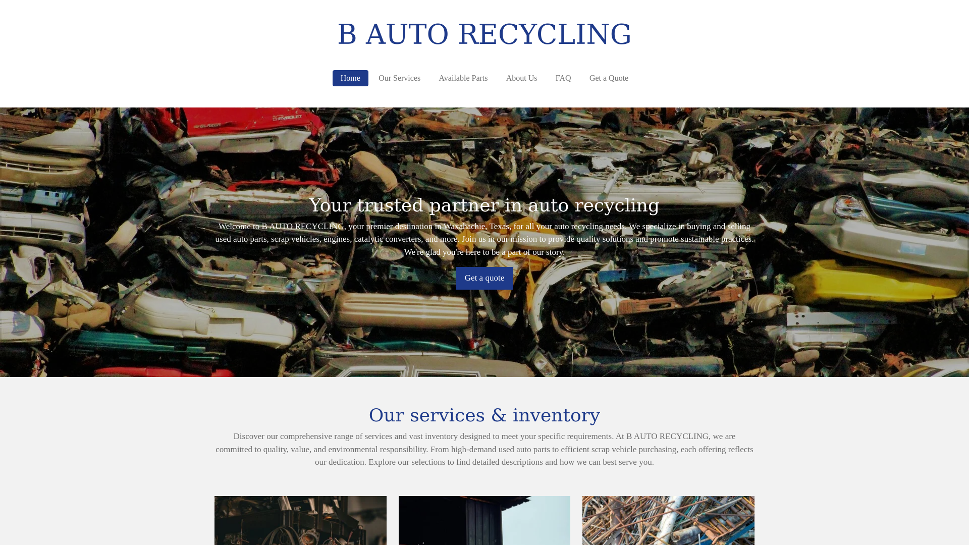 website screenshot of https://bautorecycling.com/