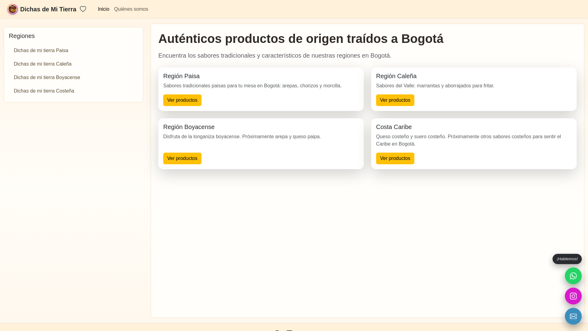 website screenshot of https://dichasdemitierra.com/