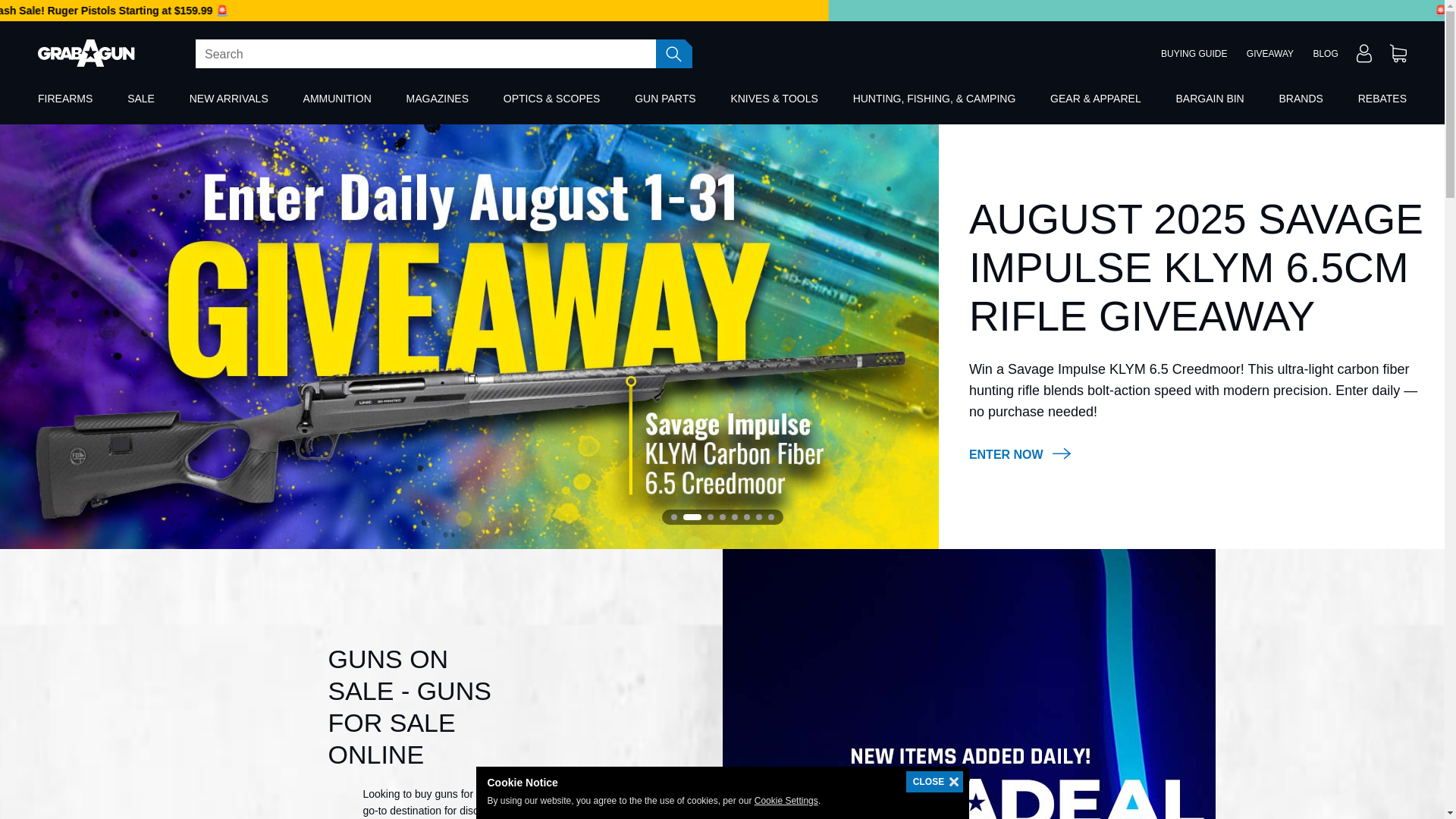 website screenshot of https://grabagun.com