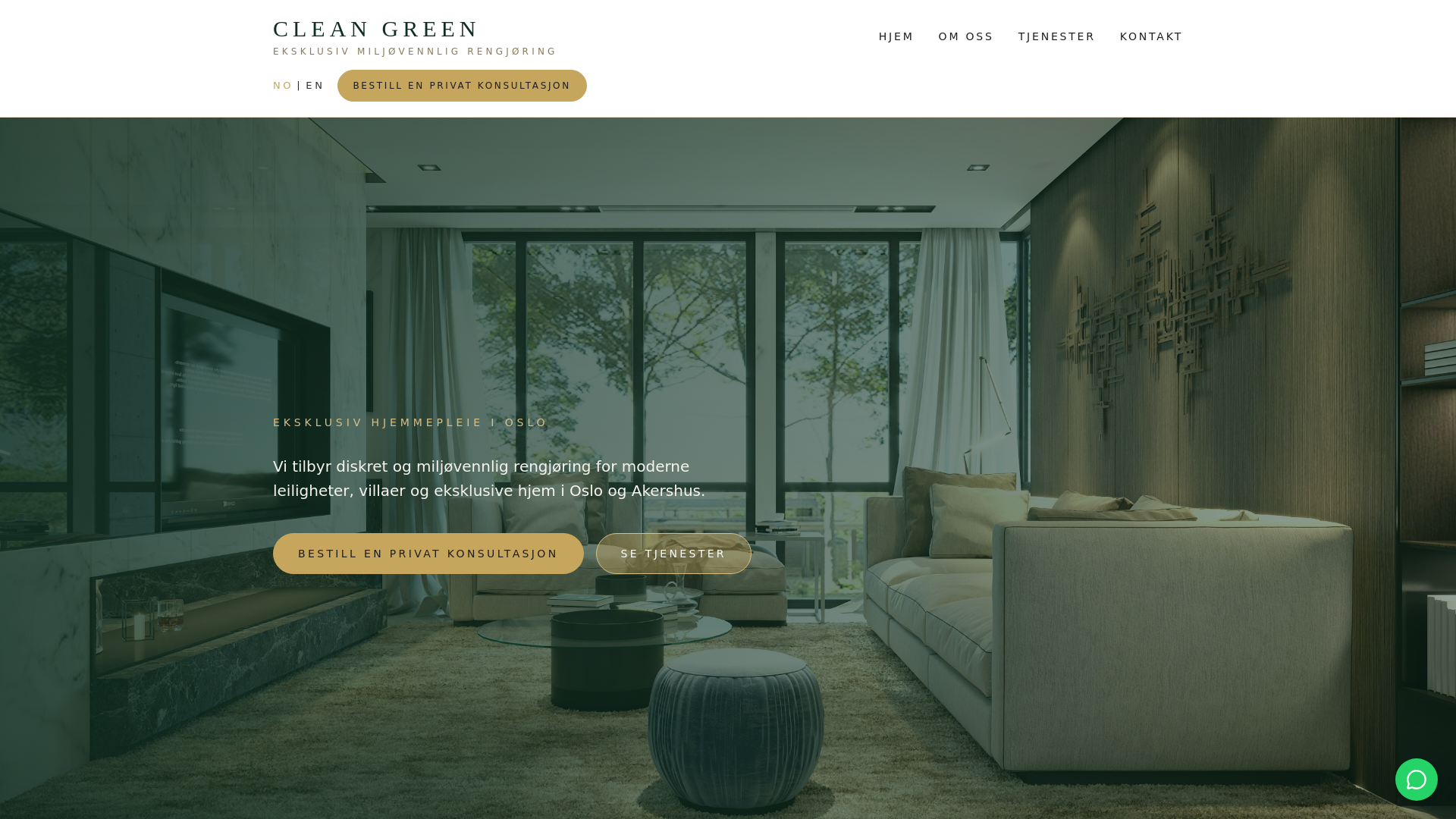 website screenshot of https://clean-green.no/