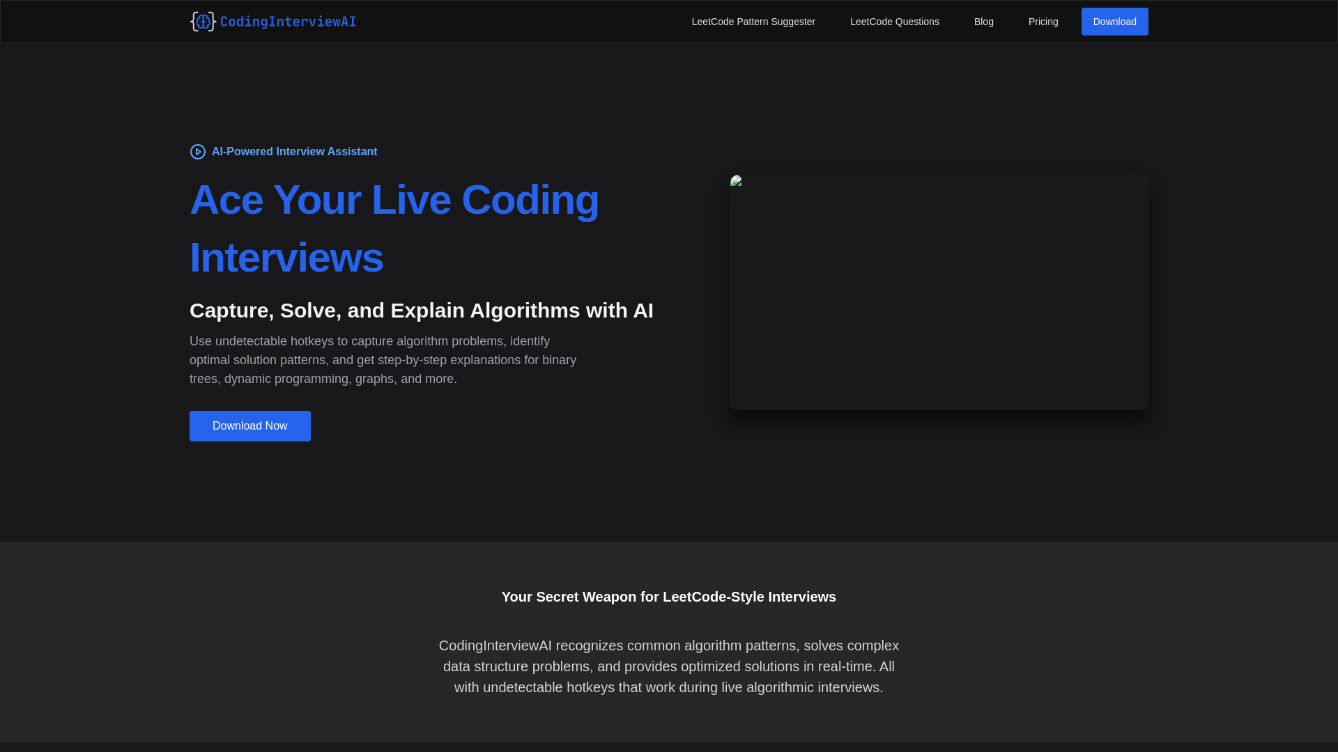 website screenshot of https://codinginterviewai-web.pages.dev/